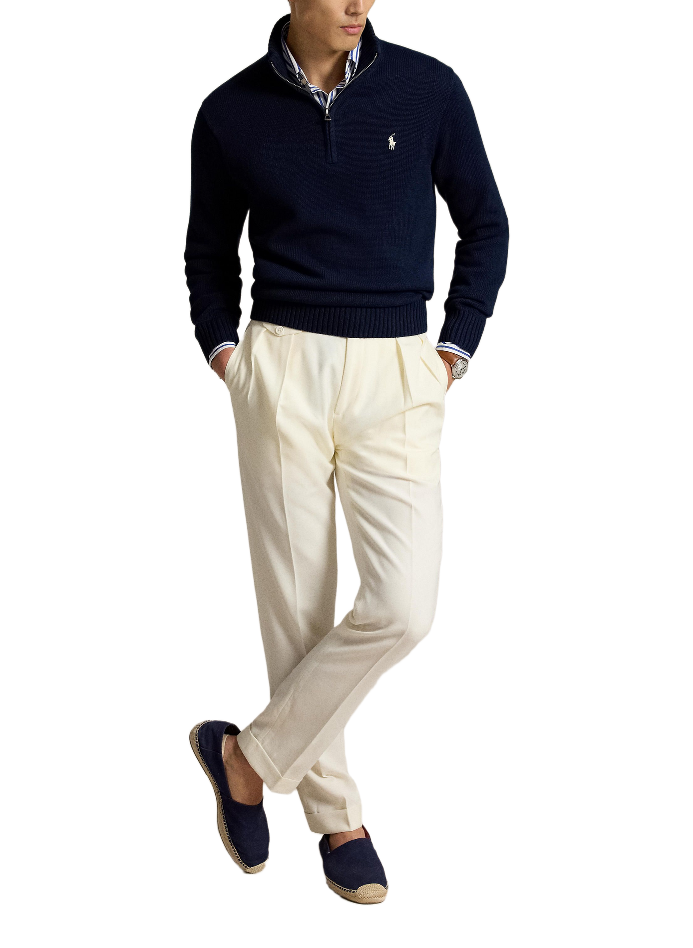 Straight neck high collar cotton sweater POLO RALPH LAUREN Blue