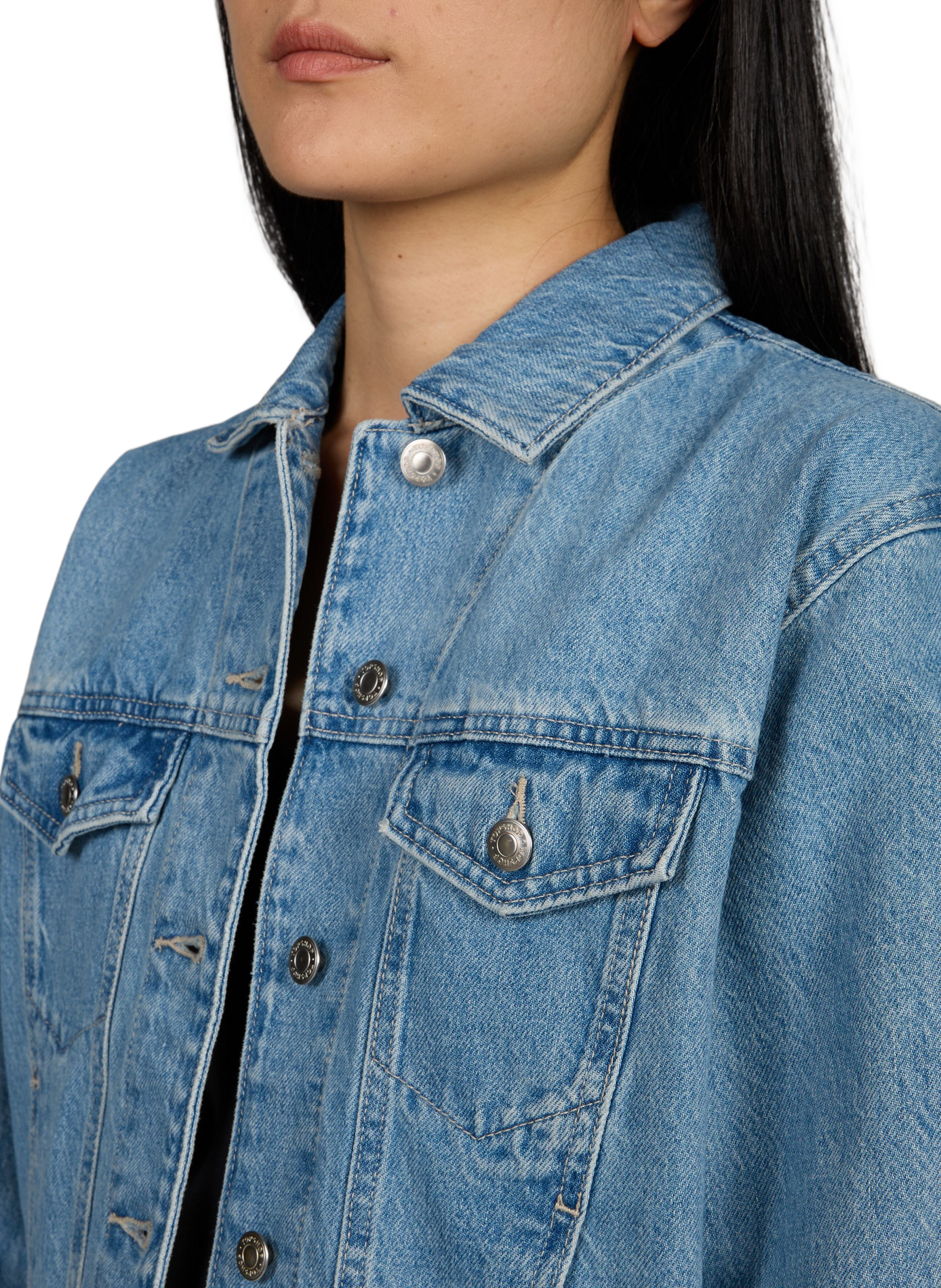 Cropped denim jacket TOPSHOP Blue