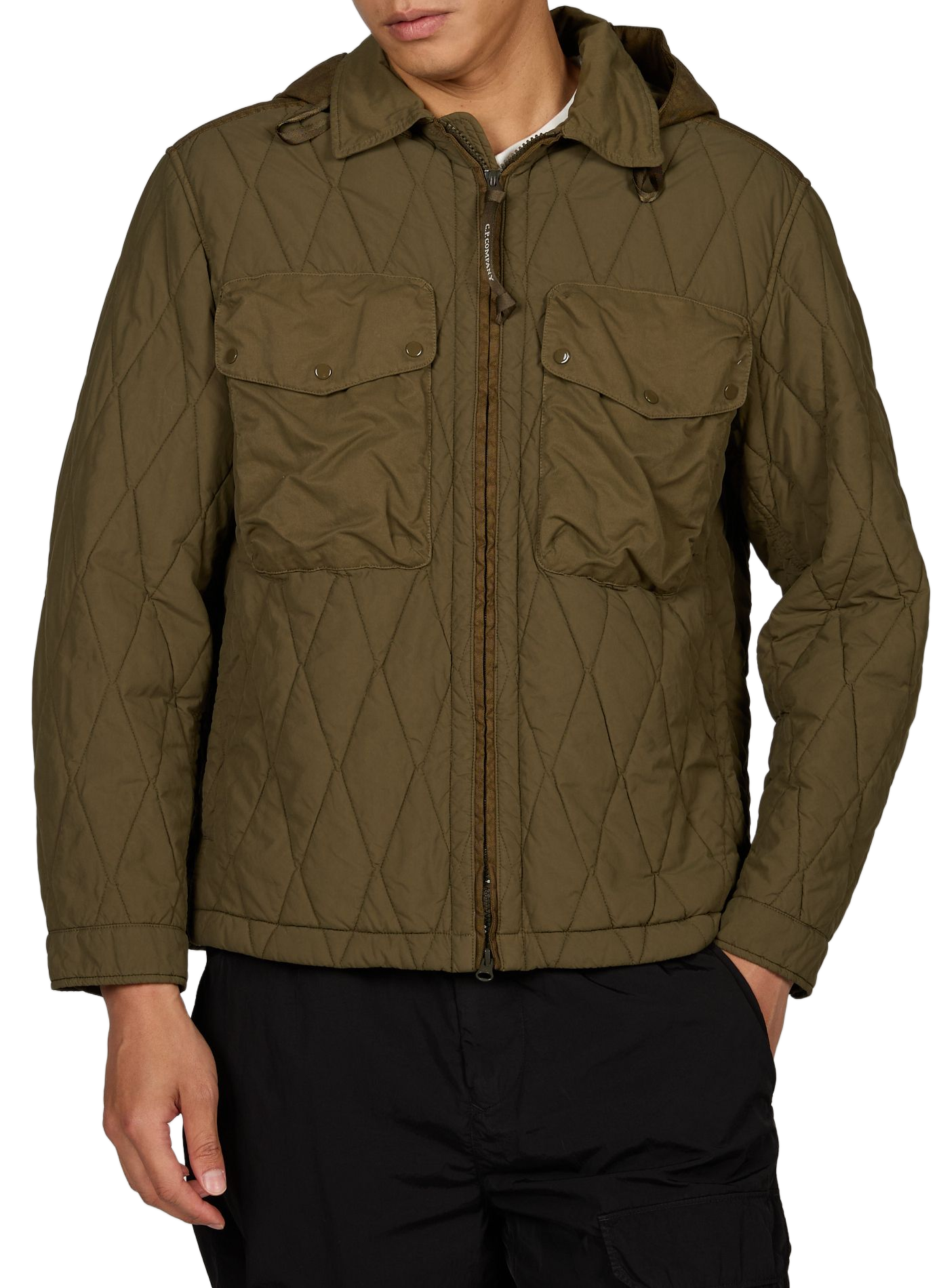 Blouson matelassé à capuche avec lunettes intégrées CP COMPANY Kaki