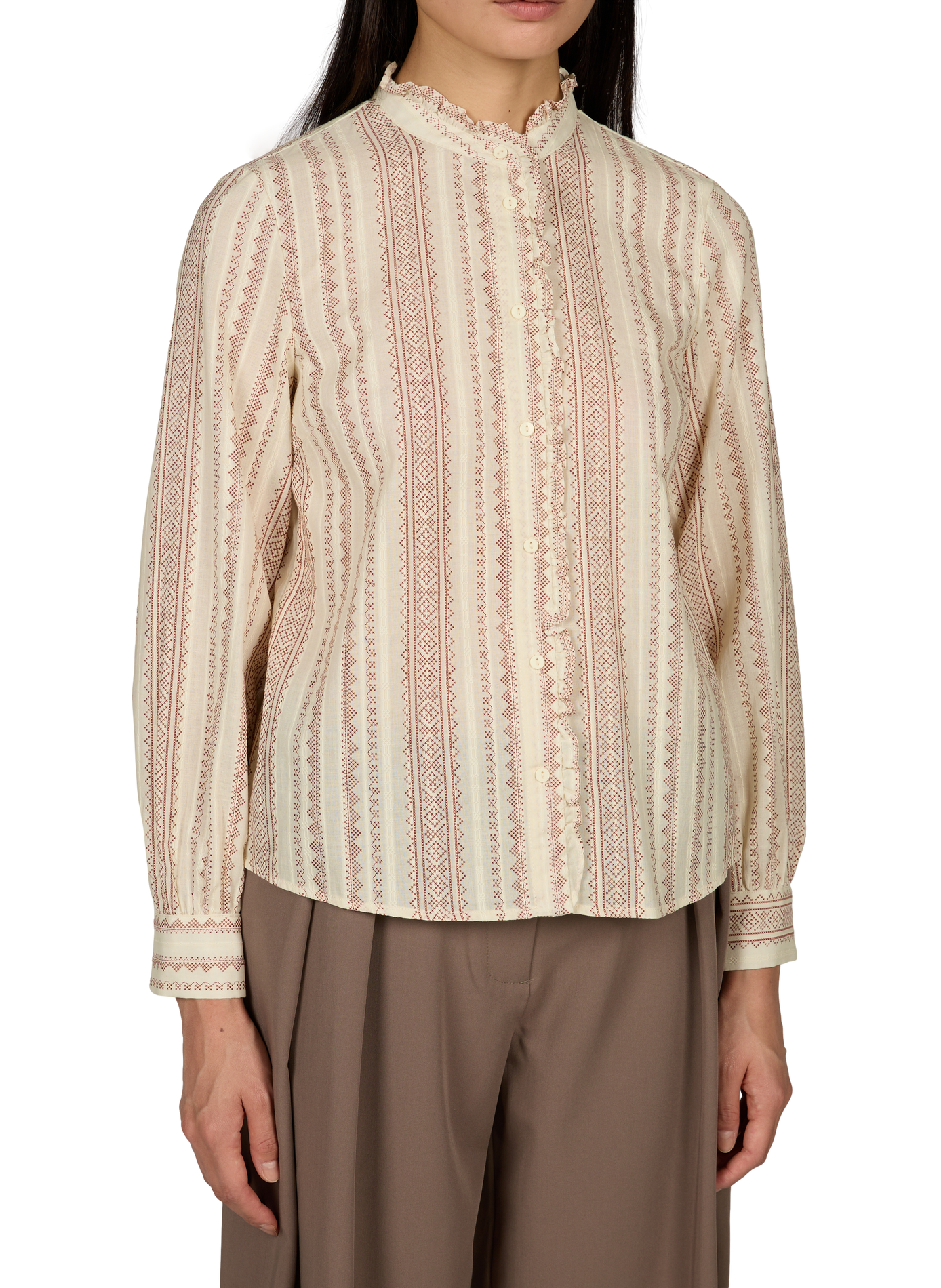 Printed cotton shirt VILA Beige