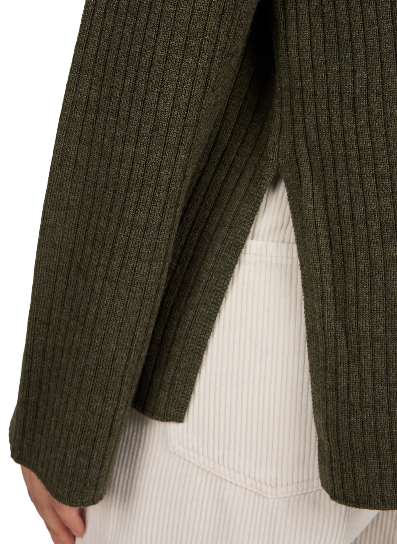 Roll-neck ribbed wool knit sweater A.P.C. Khaki