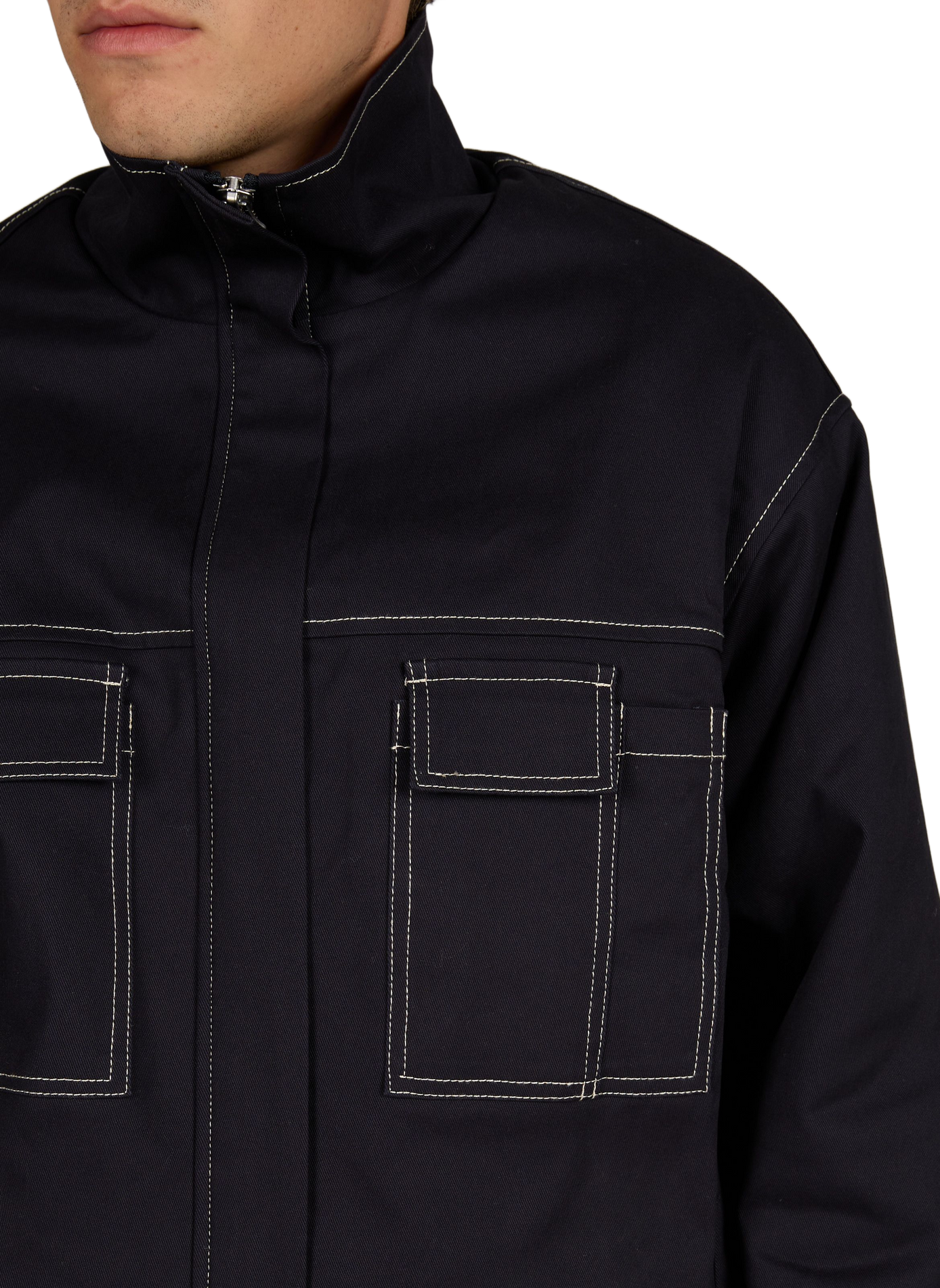 Weite Barrau Jacke mit Stehkragen aus Baumwollmischung CARRER Blau