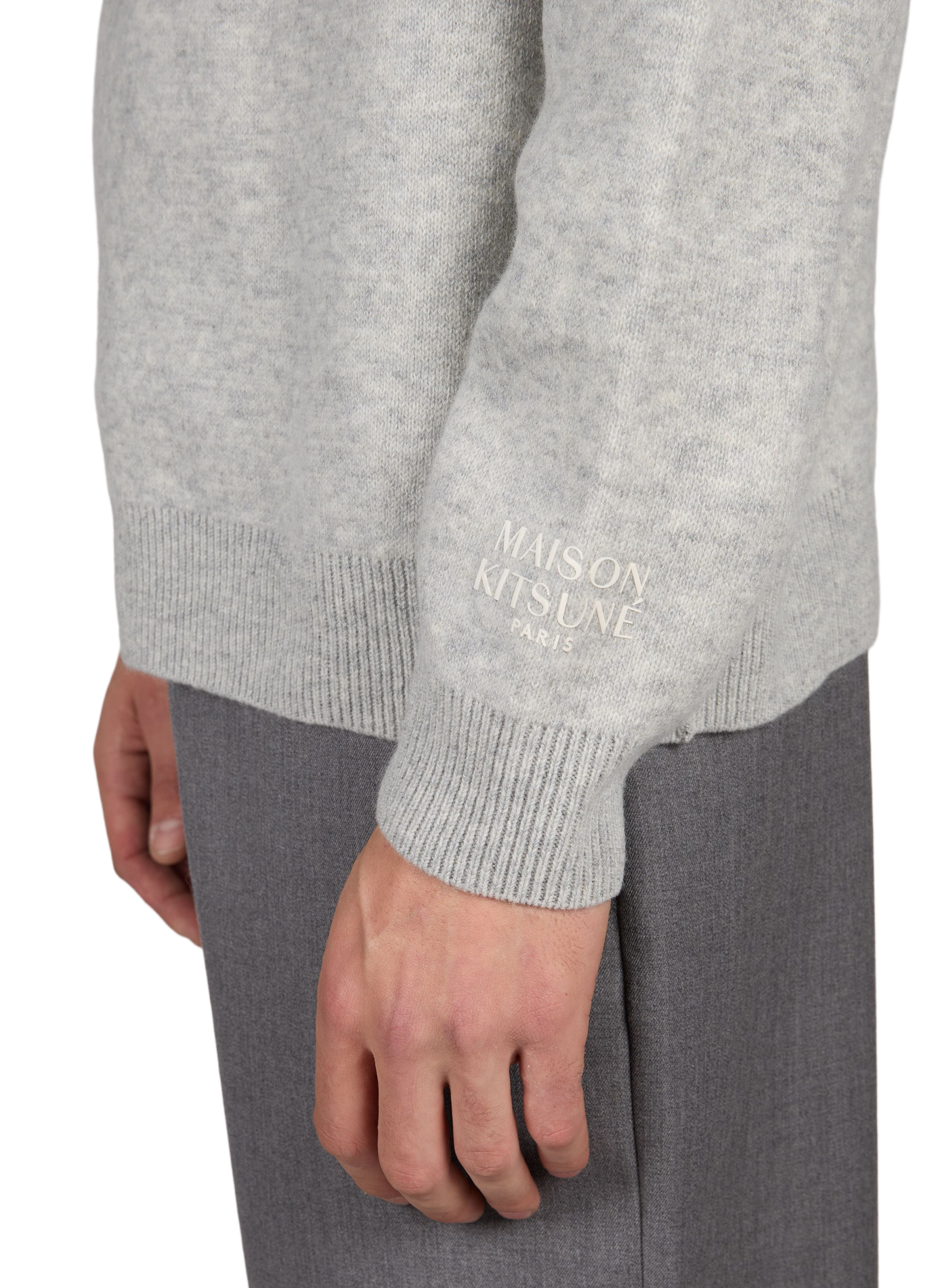 Einfarbiger Kapuzenpullover aus Wolle und Kaschmir MAISON KITSUNÉ Grau