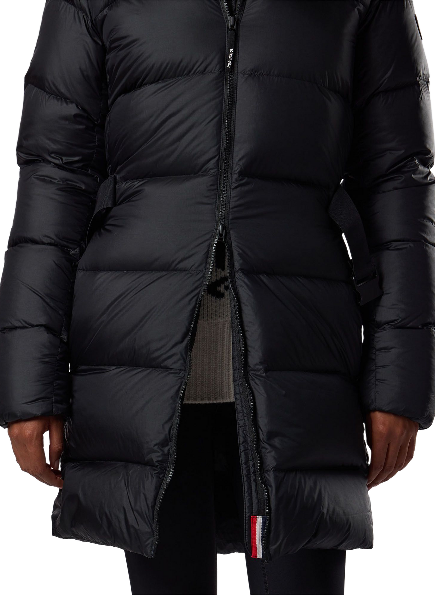 Gerade geschnittener Parka mit Kapuze und Gürtel ROSSIGNOL Schwarz