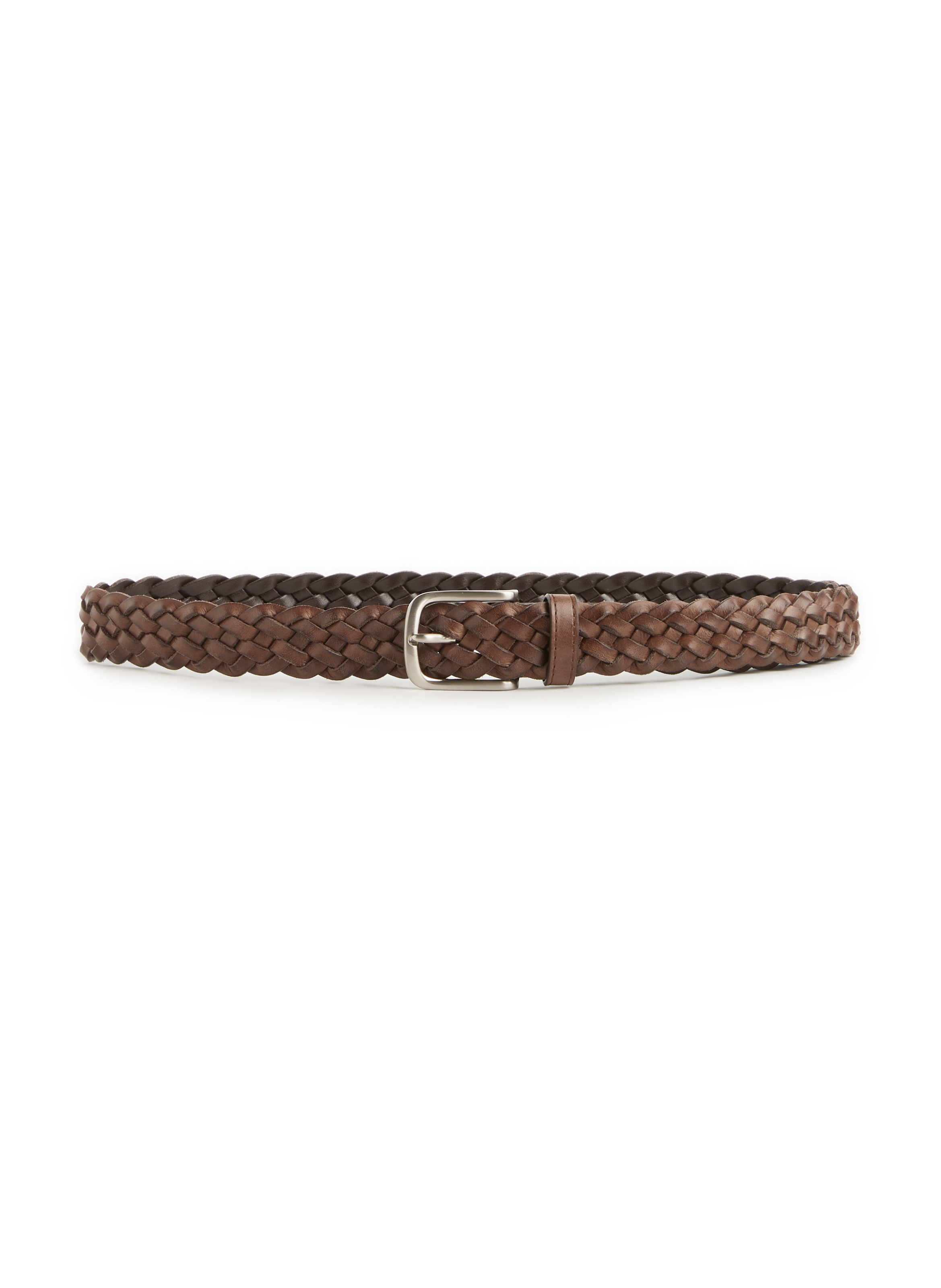 AU PRINTEMPS PARIS Calfskin leather braided belt Brown