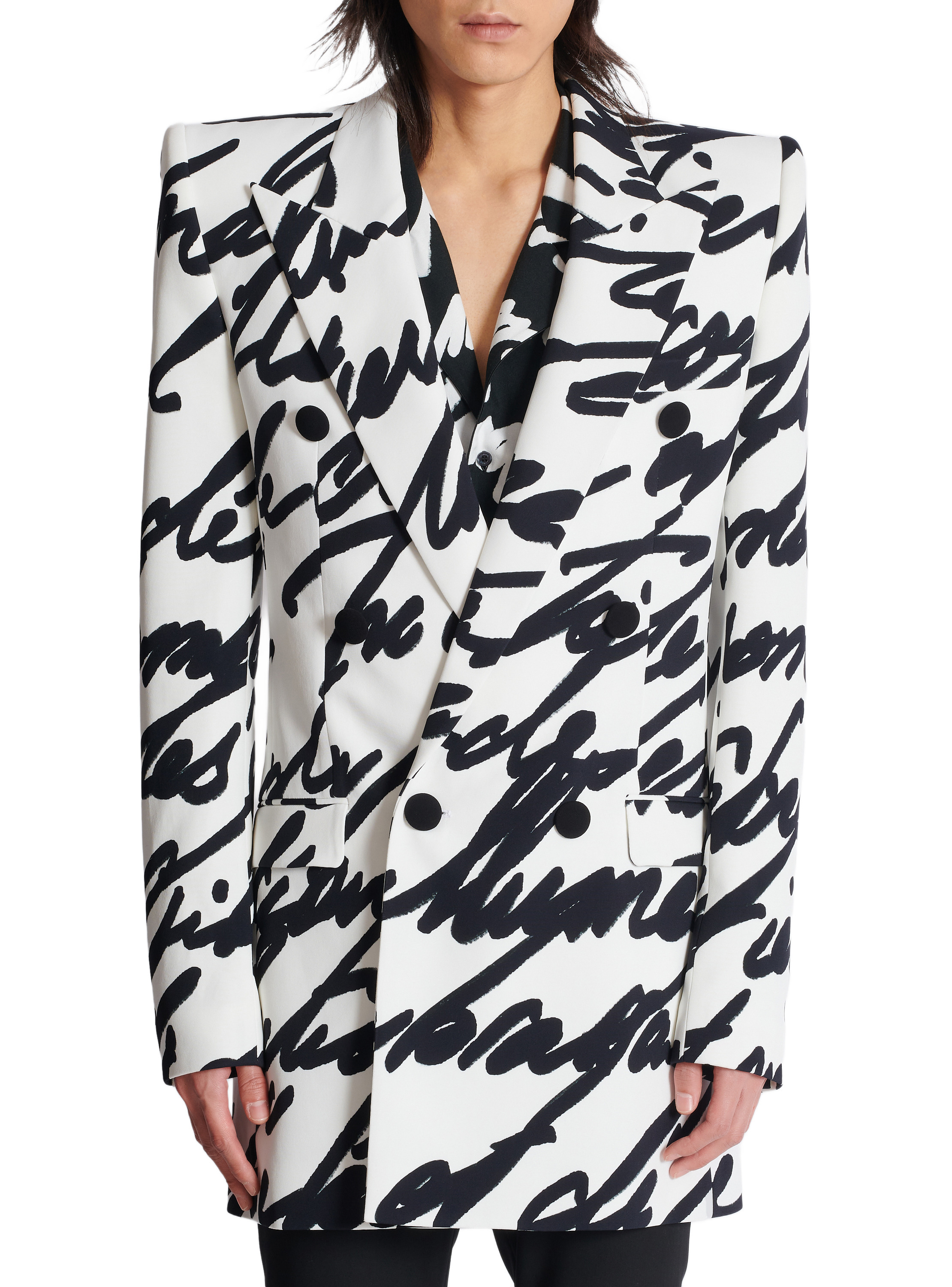 Veste en crêpe imprimé « lettre d'amour » BALMAIN Blanc