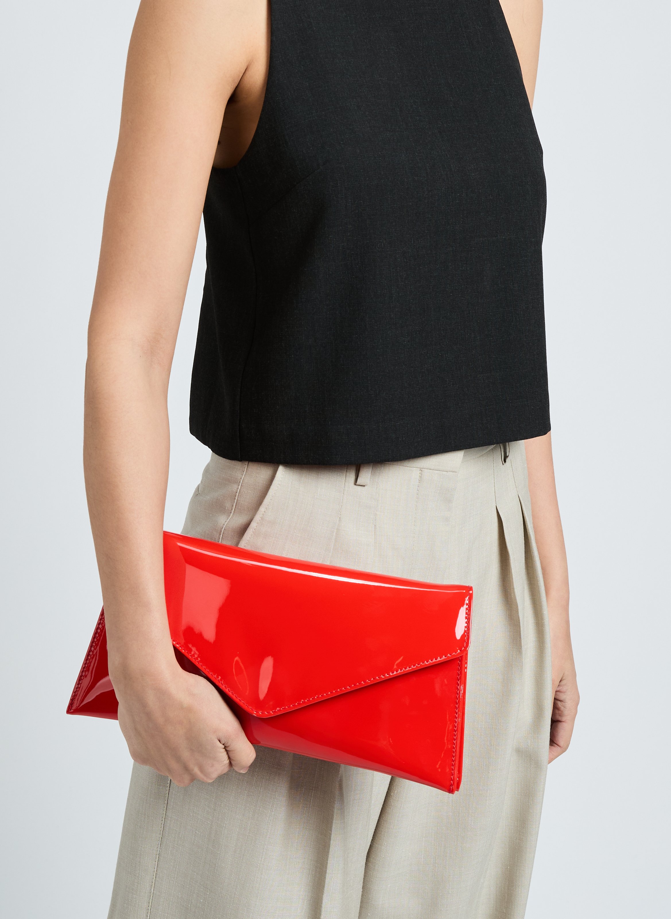 Pochette Folyta en cuir verni  SAISON 1865 Orange