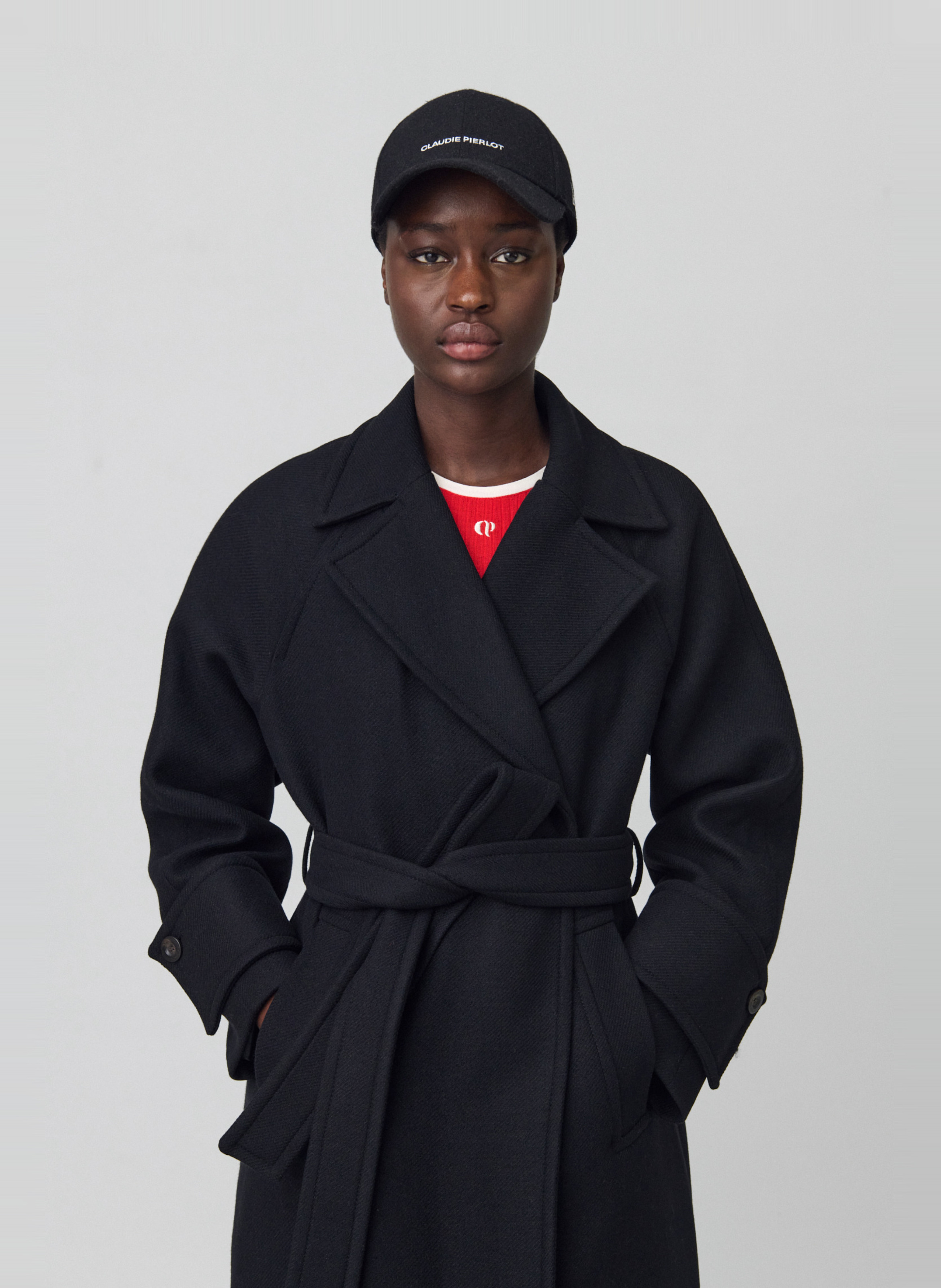 Manteau col tailleur en laine mélangée CLAUDIE PIERLOT Noir