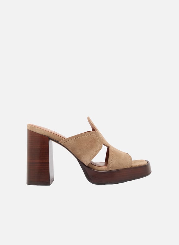 Mules à talon en cuir belle Marron by JONAK JONAK Mules à talon en cuir belle Marron