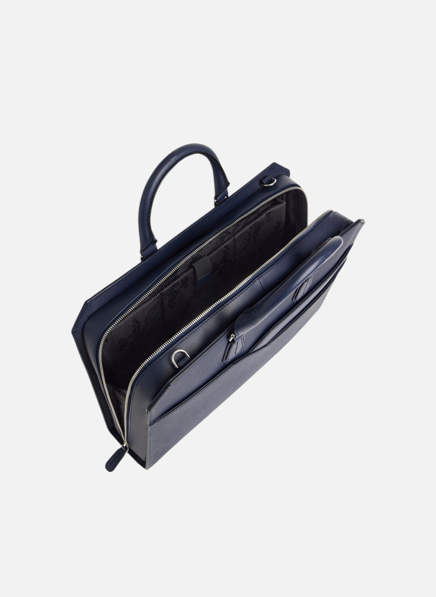 Porte documents 15" gaston en cuir grain croisé LE TANNEUR Bleu