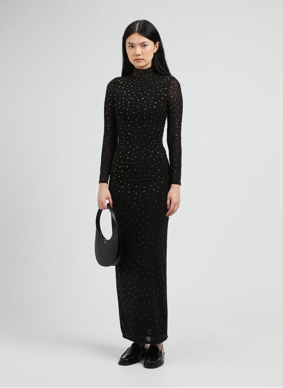 Robe longue à strass On The Dot Noir by GUESS GUESS Robe longue à strass On The Dot Noir
