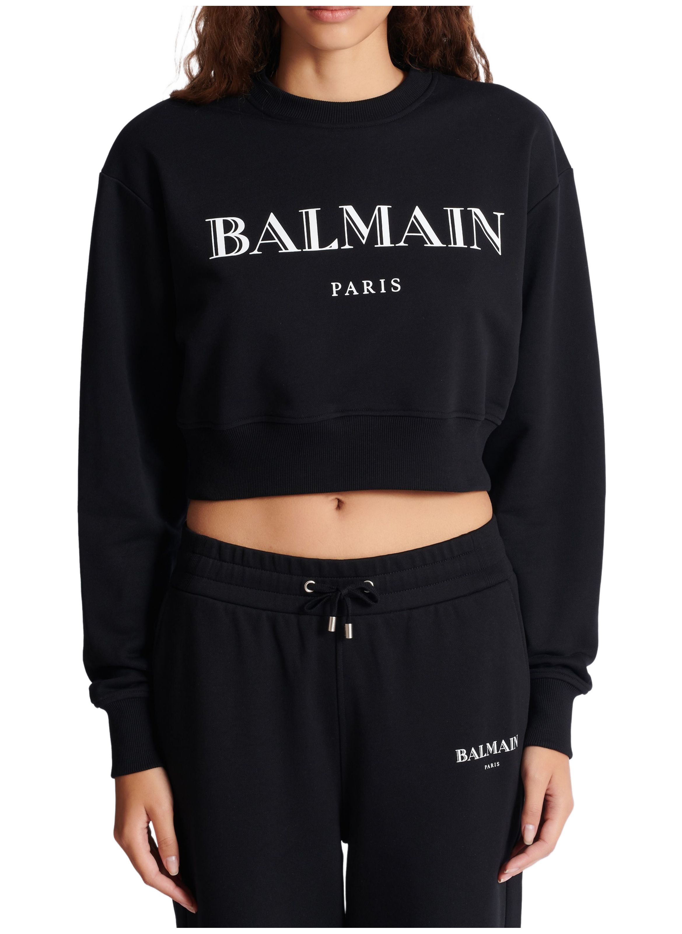Sweat-shirt à col ras du cou imprimé balmain BALMAIN Noir