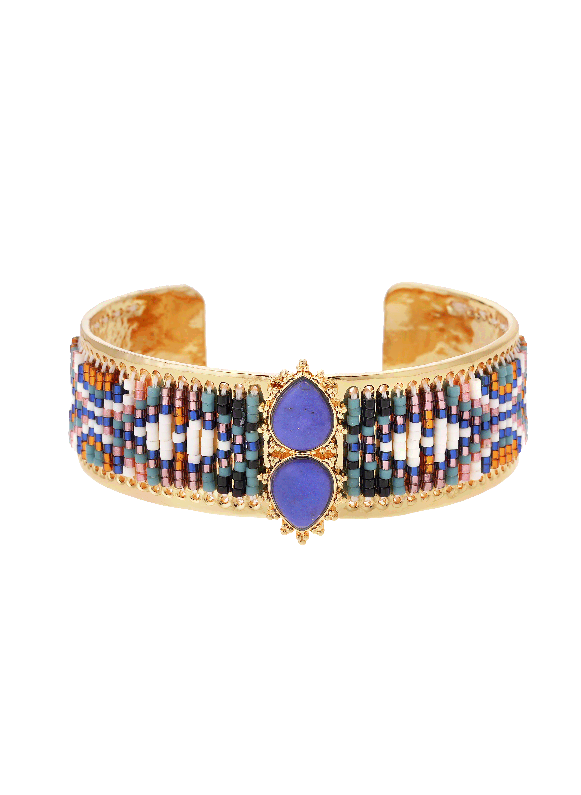 Bracelet jonc avec perles tissées frisco HIPANEMA Bleu