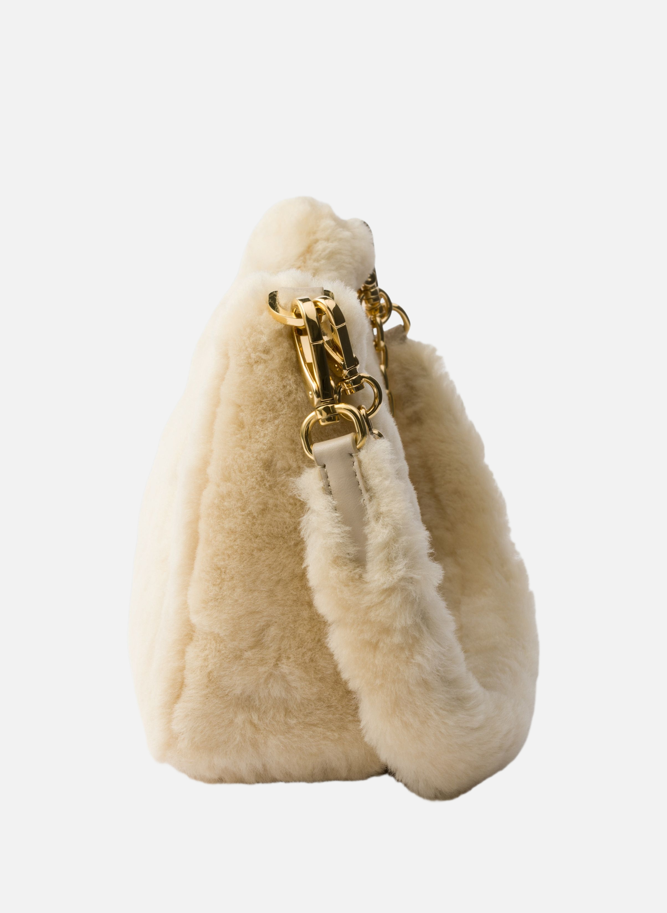 Mini sac en peau de mouton PRADA Beige