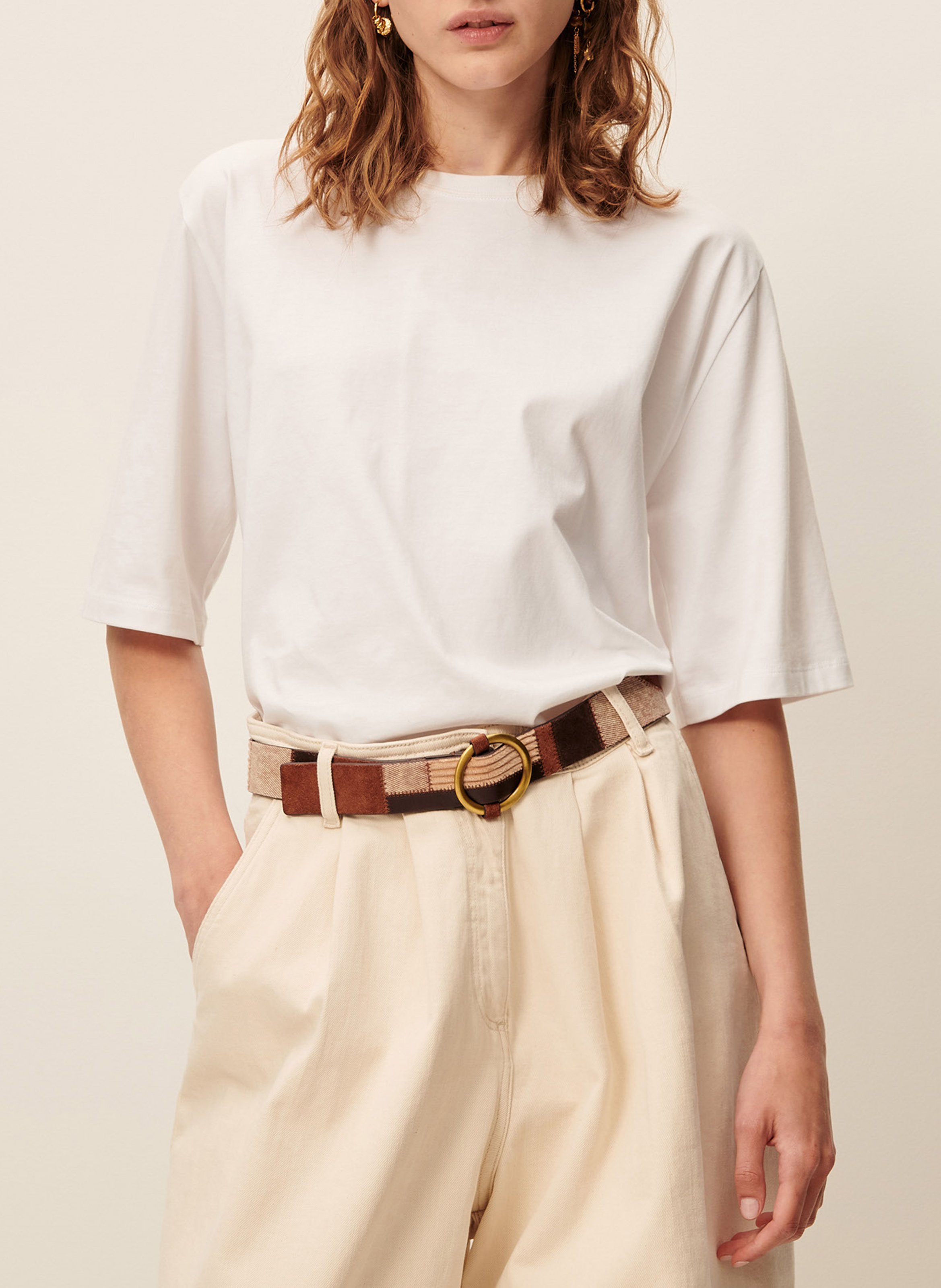 Tee-shirt ample à col rond en coton serge SESSUN Blanc