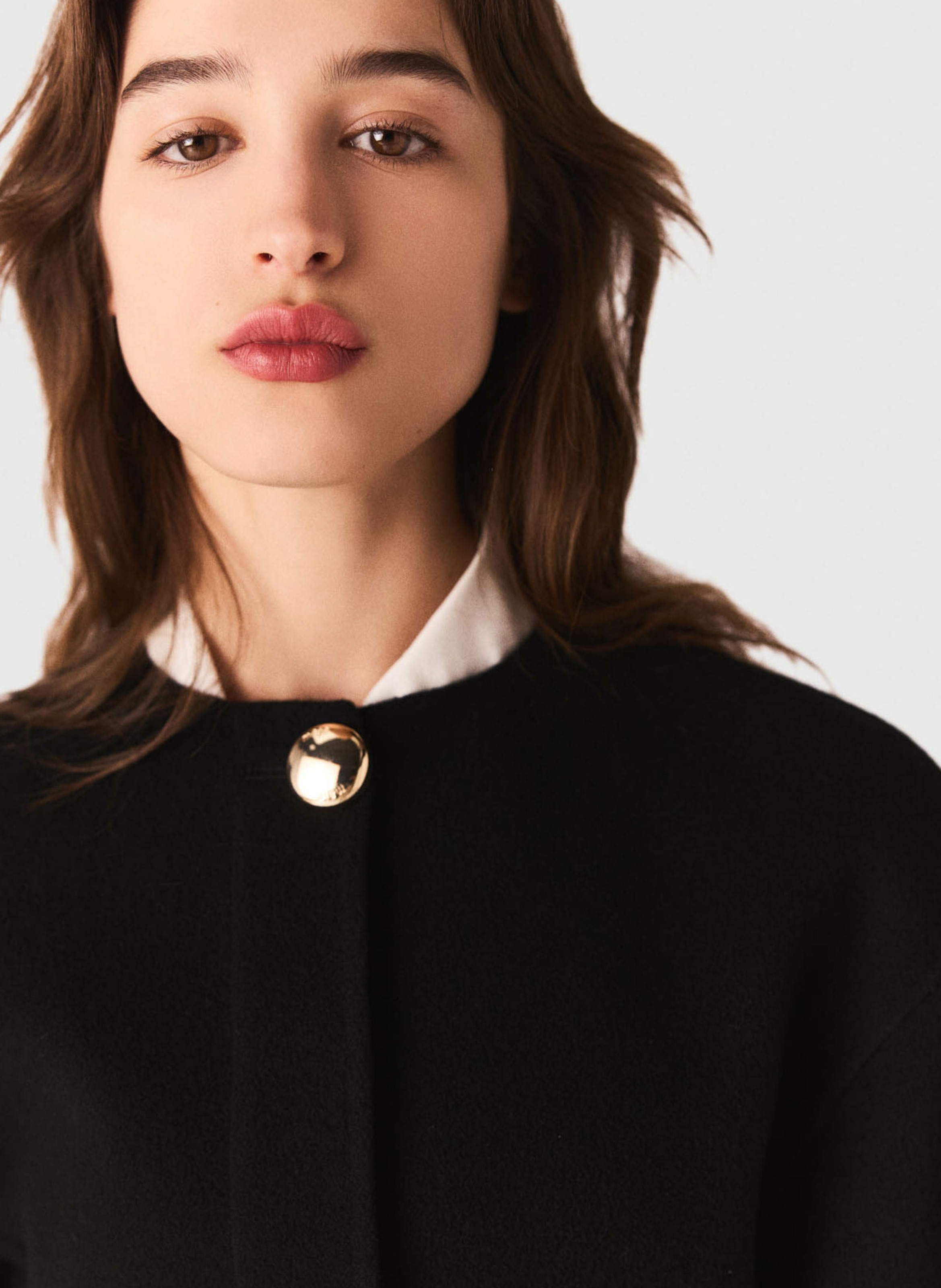 Veste col rond en laine mélangée MAJE Noir