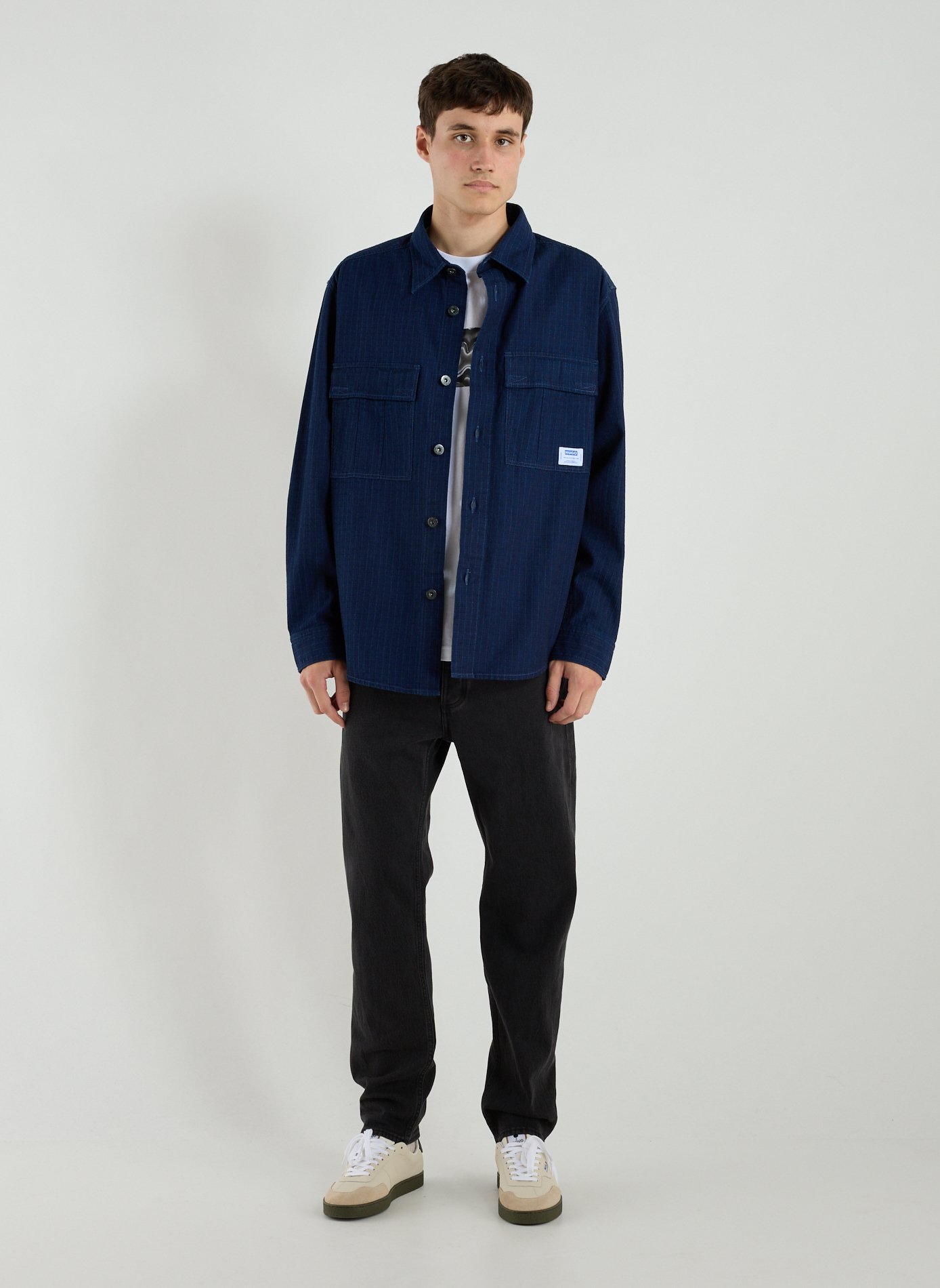 Bleached denim Shirt HUGO BLUE Blue