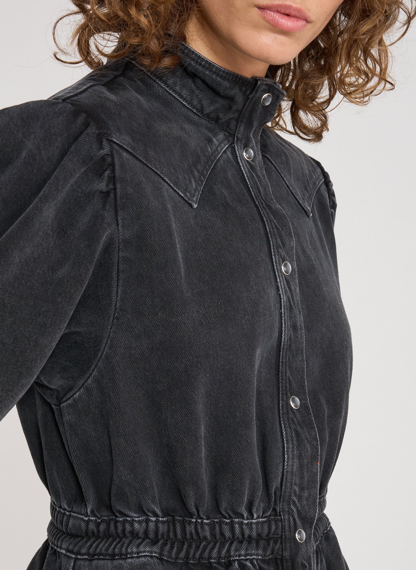 Robe midi Patika en denim de coton mélangé BELLEROSE Noir