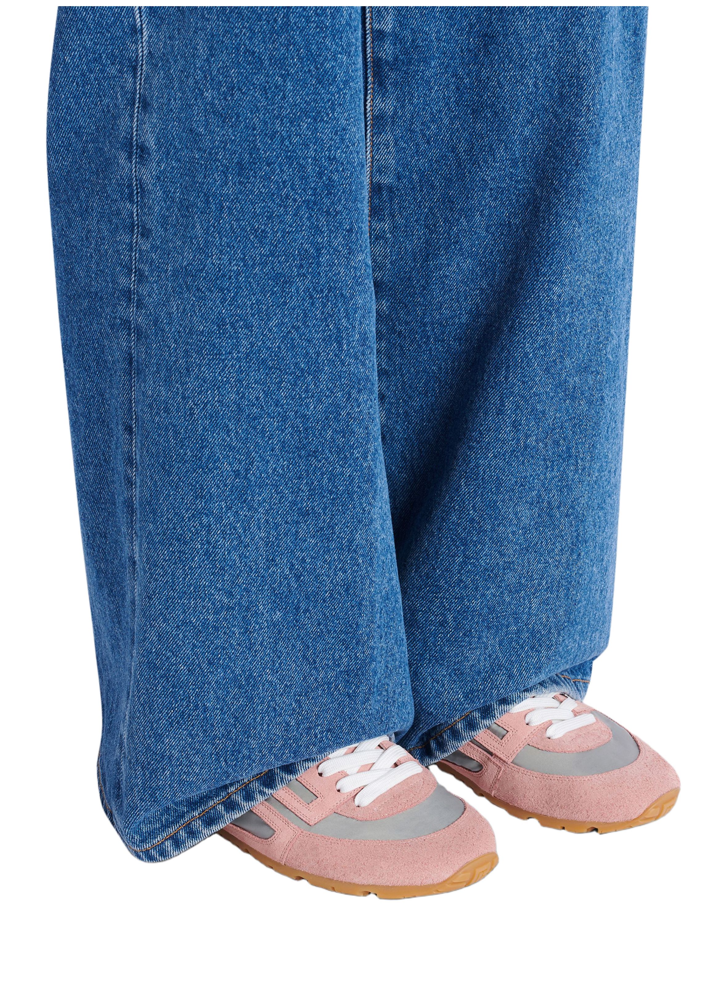 Baskets racer 45 en daim et nylon BALMAIN Rose