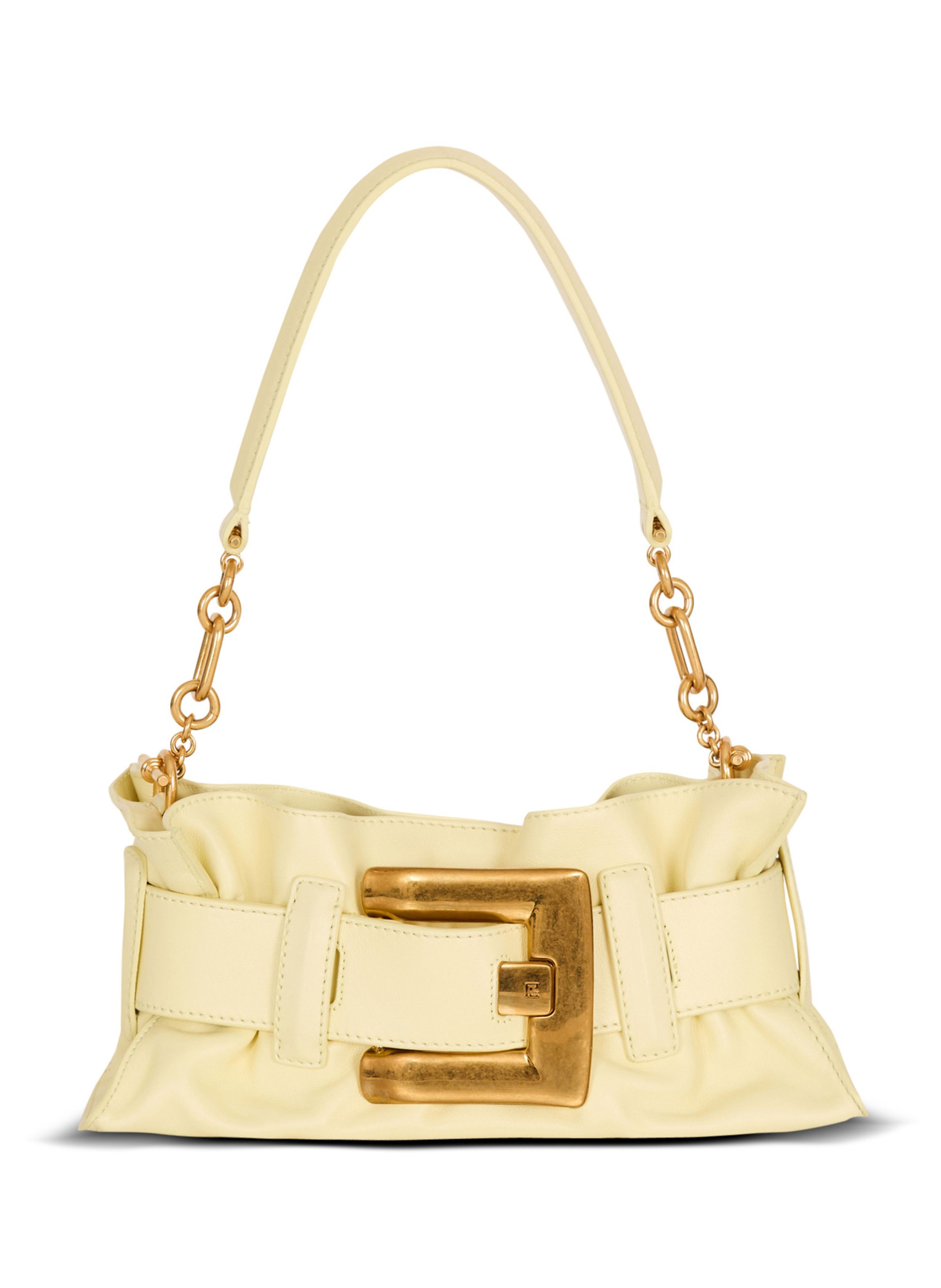 Sac anthem mini shoulder en cuir de veau BALMAIN Jaune