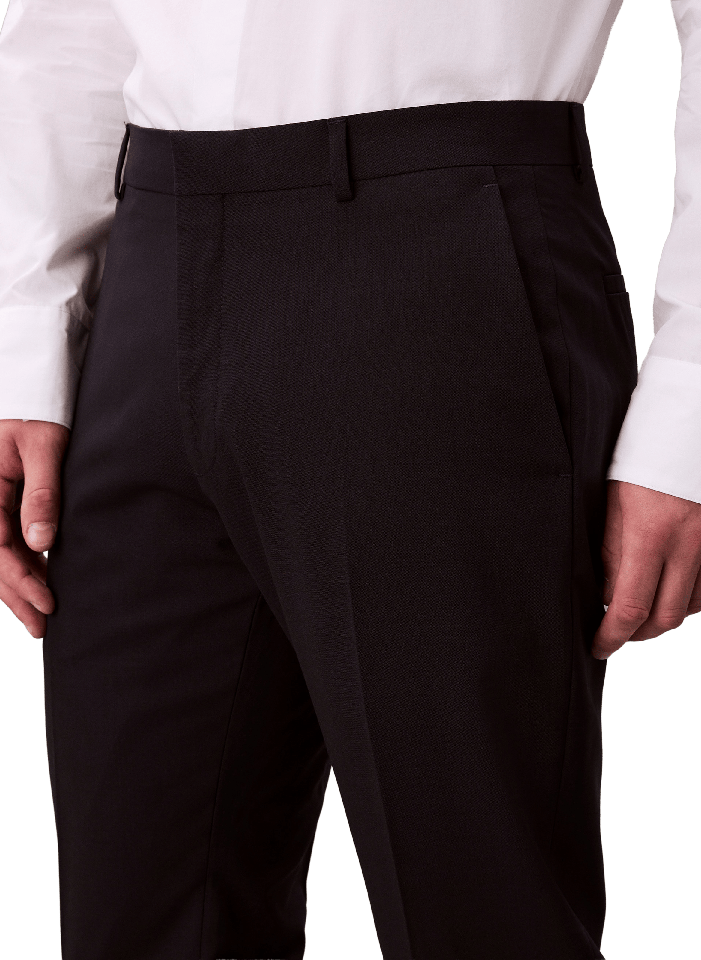 Pantalon droit en laine mélangée CALVIN KLEIN Bleu