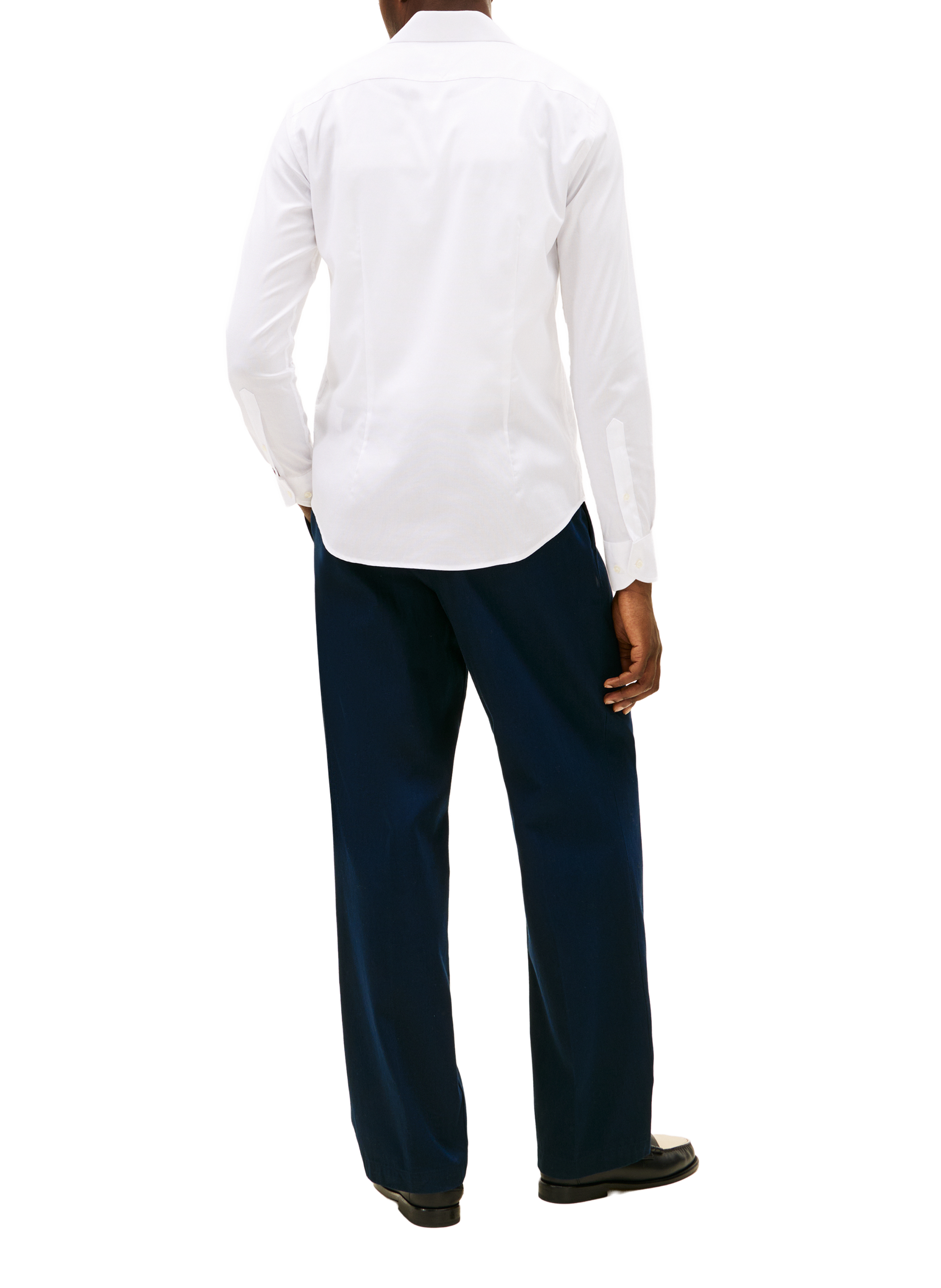 Shirt with classic collar in blended cotton White