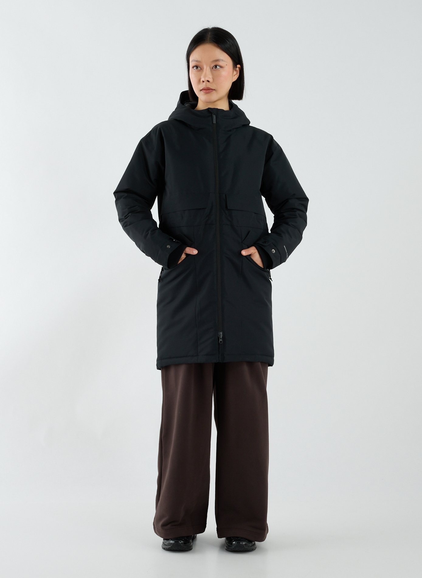 Mid-length hooded jacket COLUMBIA Black