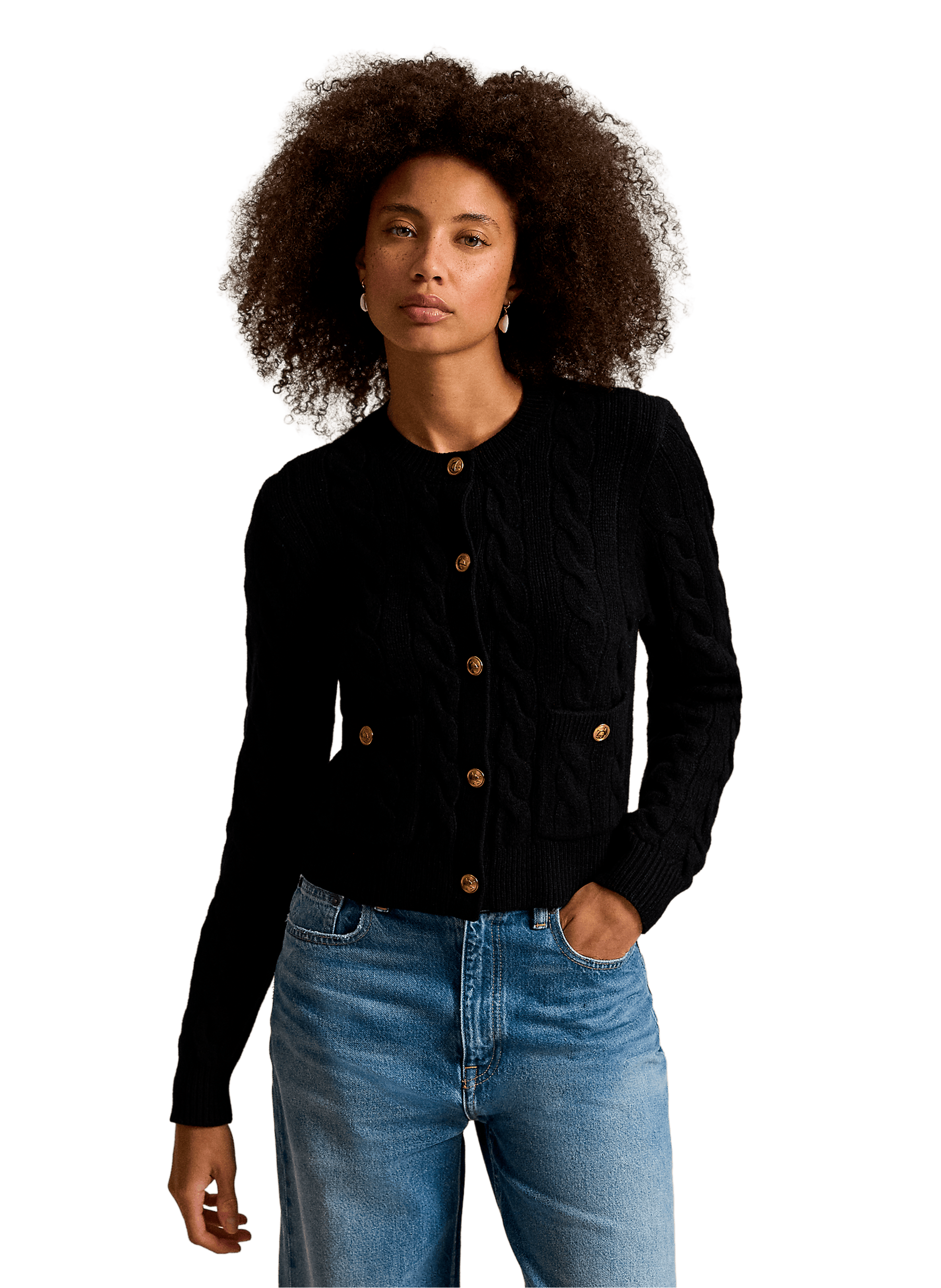 POLO RALPH LAUREN Cardigan en laine et cachemire Noir