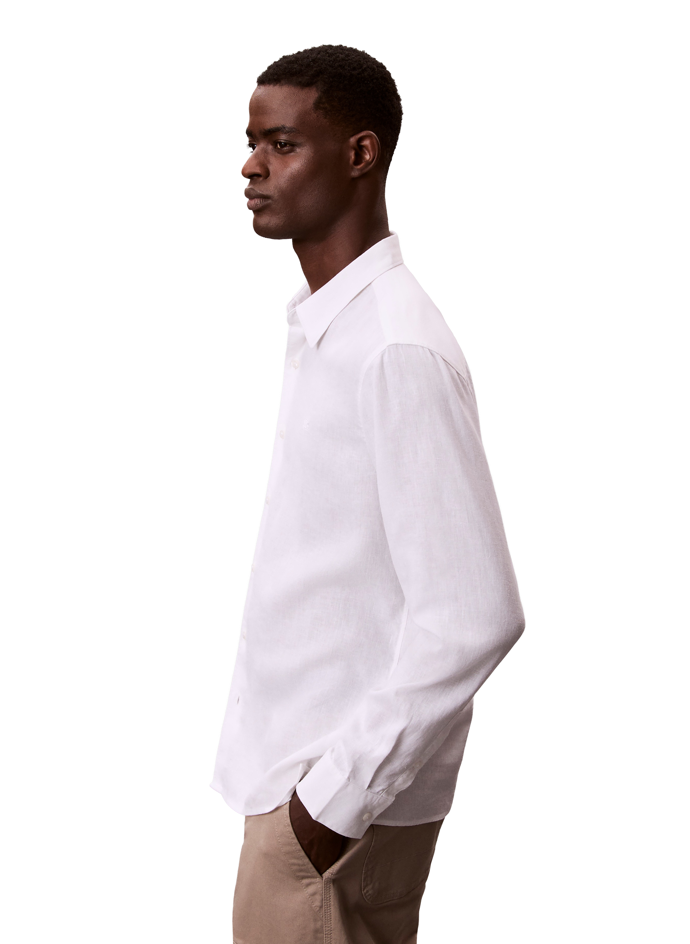 Straight shirt in mixed linen CALVIN KLEIN White