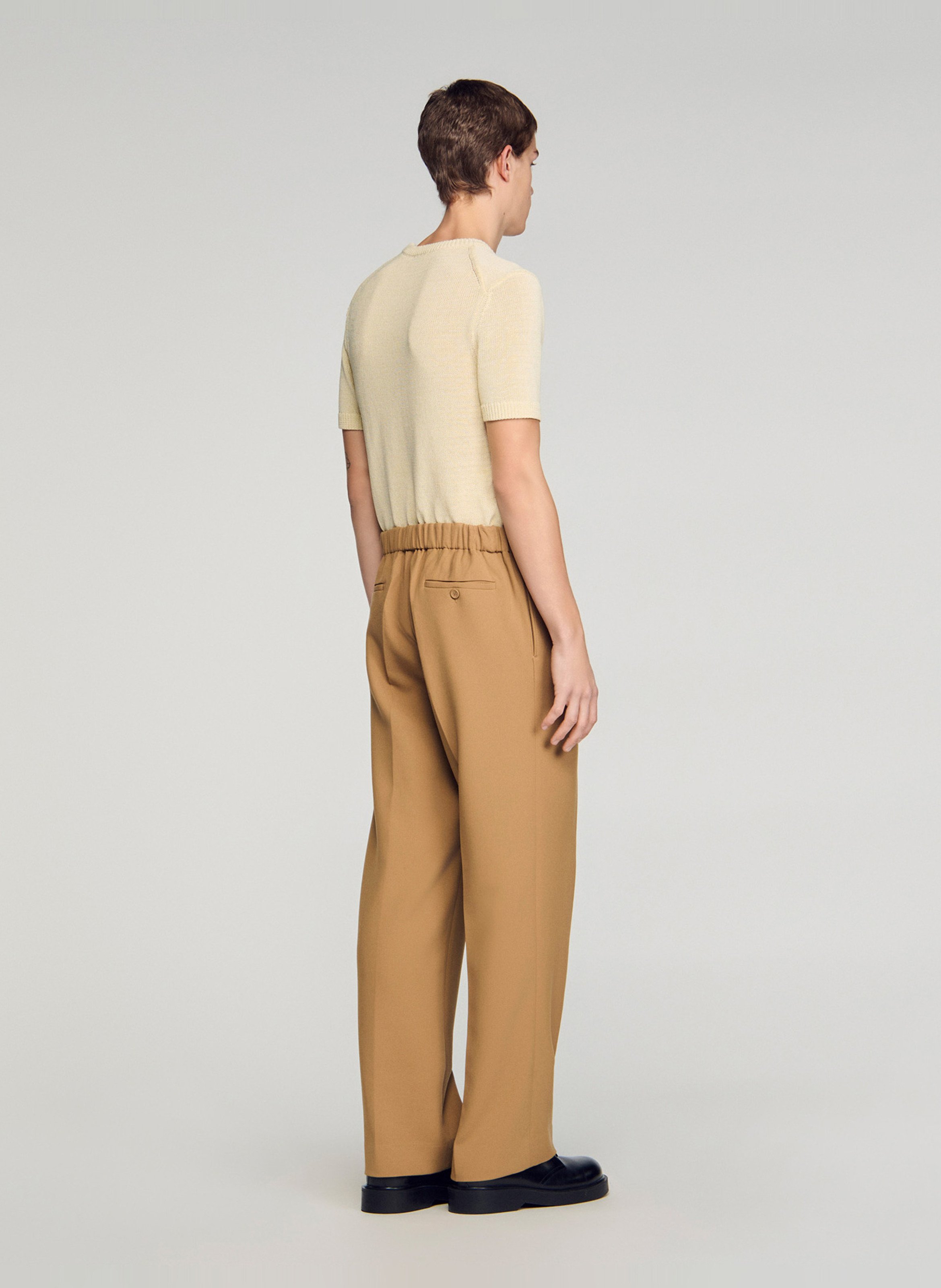 Pantalon large en jersey SANDRO Beige