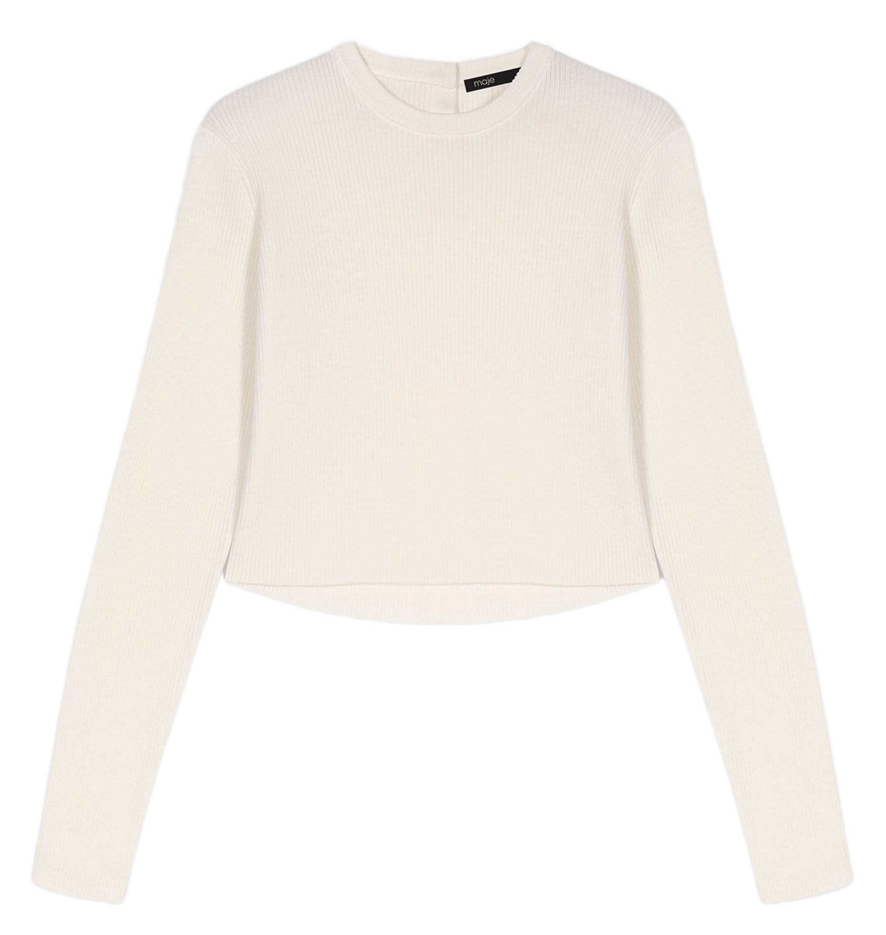 Pull côtelé uni en laine MAJE Beige