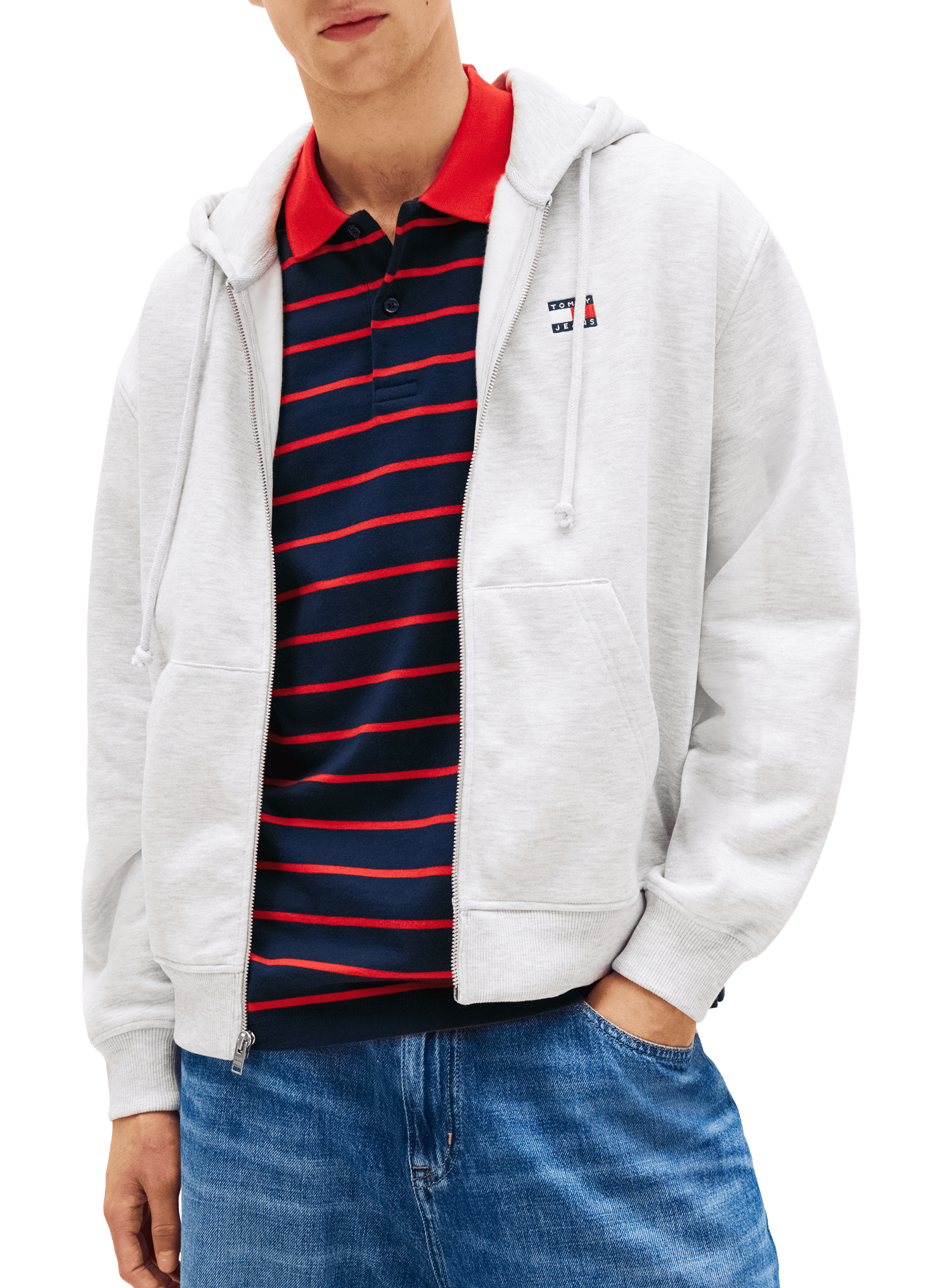 Cotton blend zipped hoodie TOMMY HILFIGER Grey