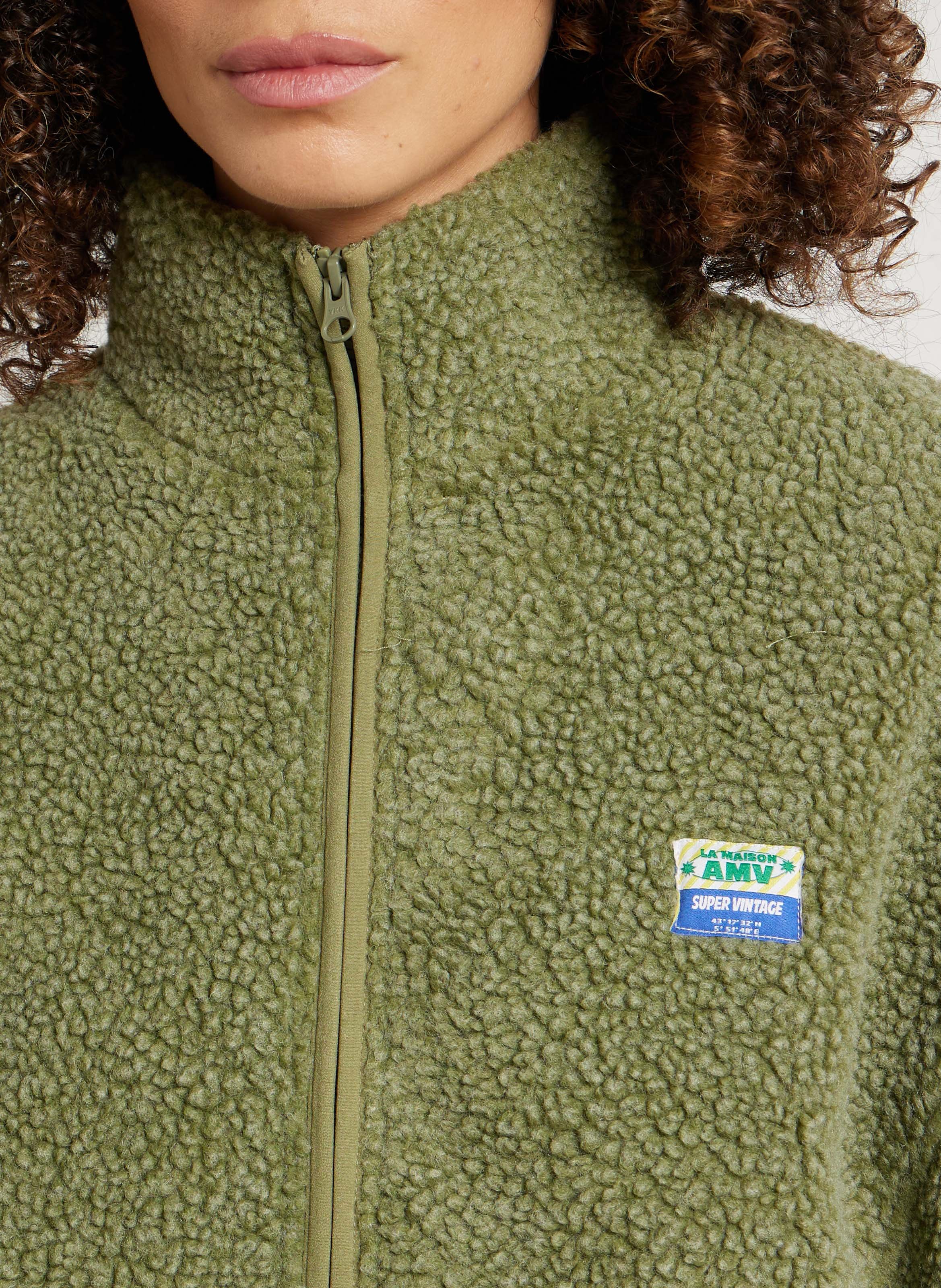 Veste ample zippée à col montant polaire hoktown AMERICAN VINTAGE Vert