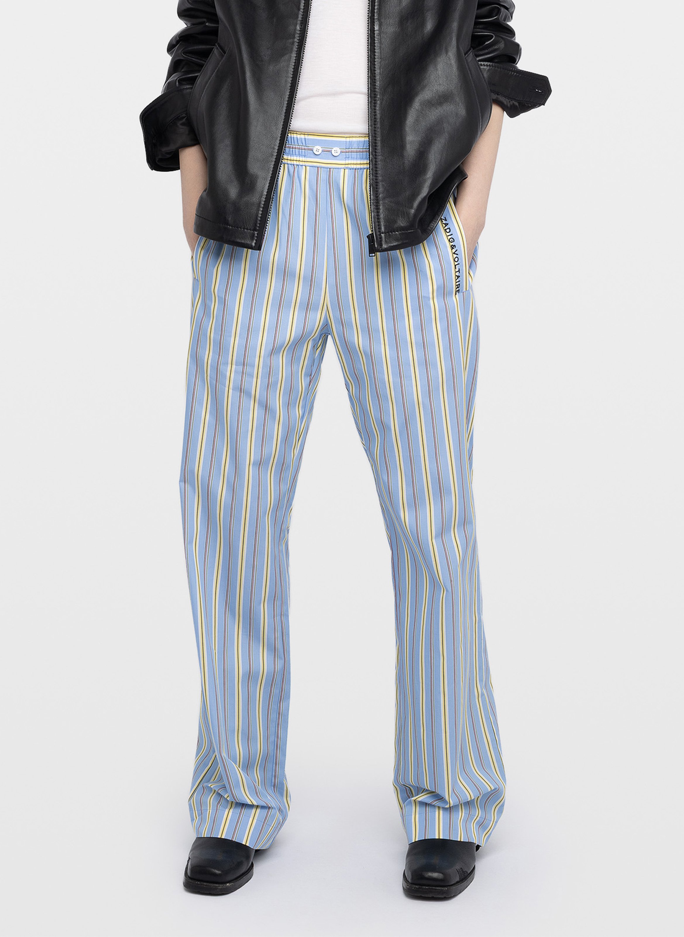 Pantalon droit en coton rayé poma ZADIG&VOLTAIRE Bleu
