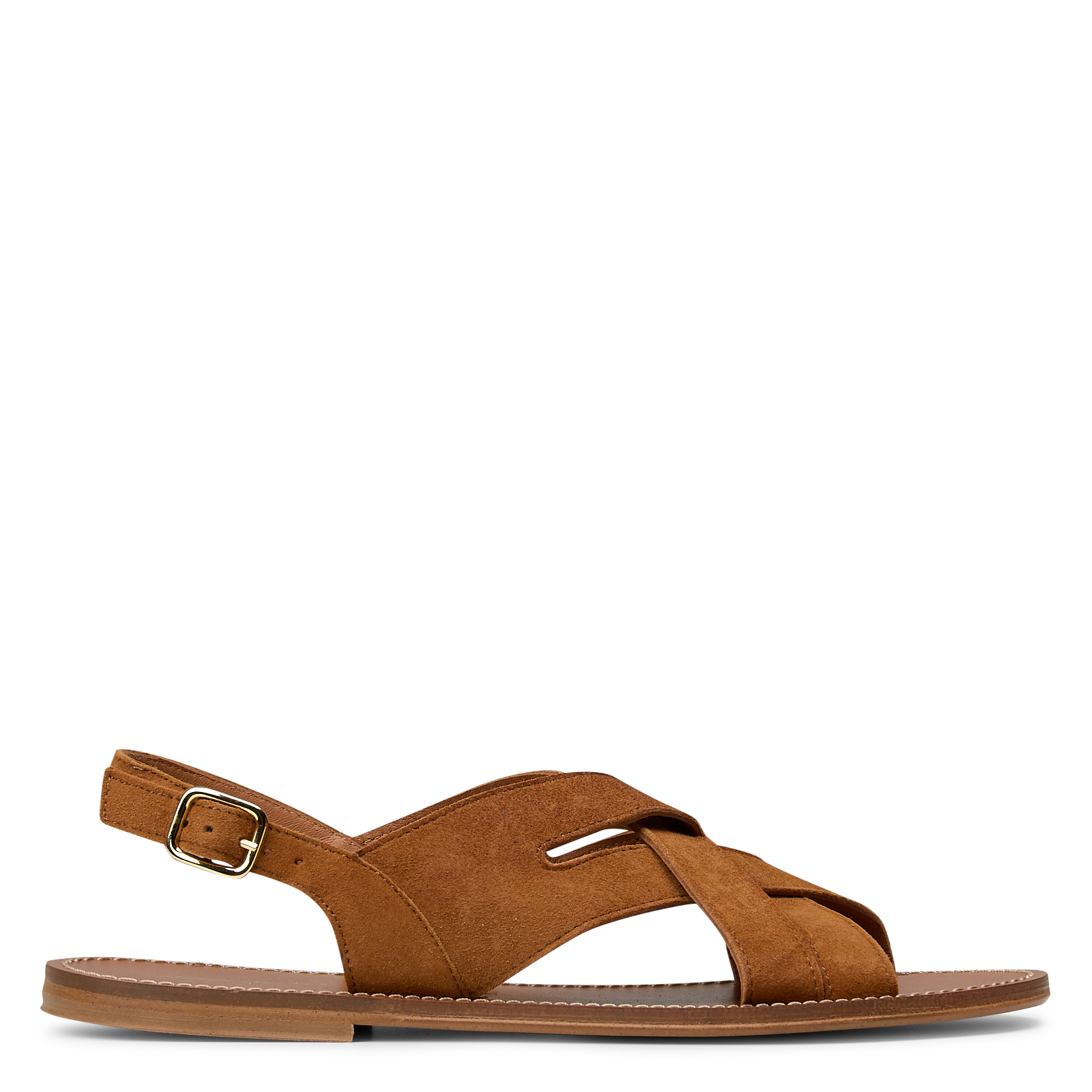 Sandales plates à brides croisées en cuir soan MAISON 123 Beige