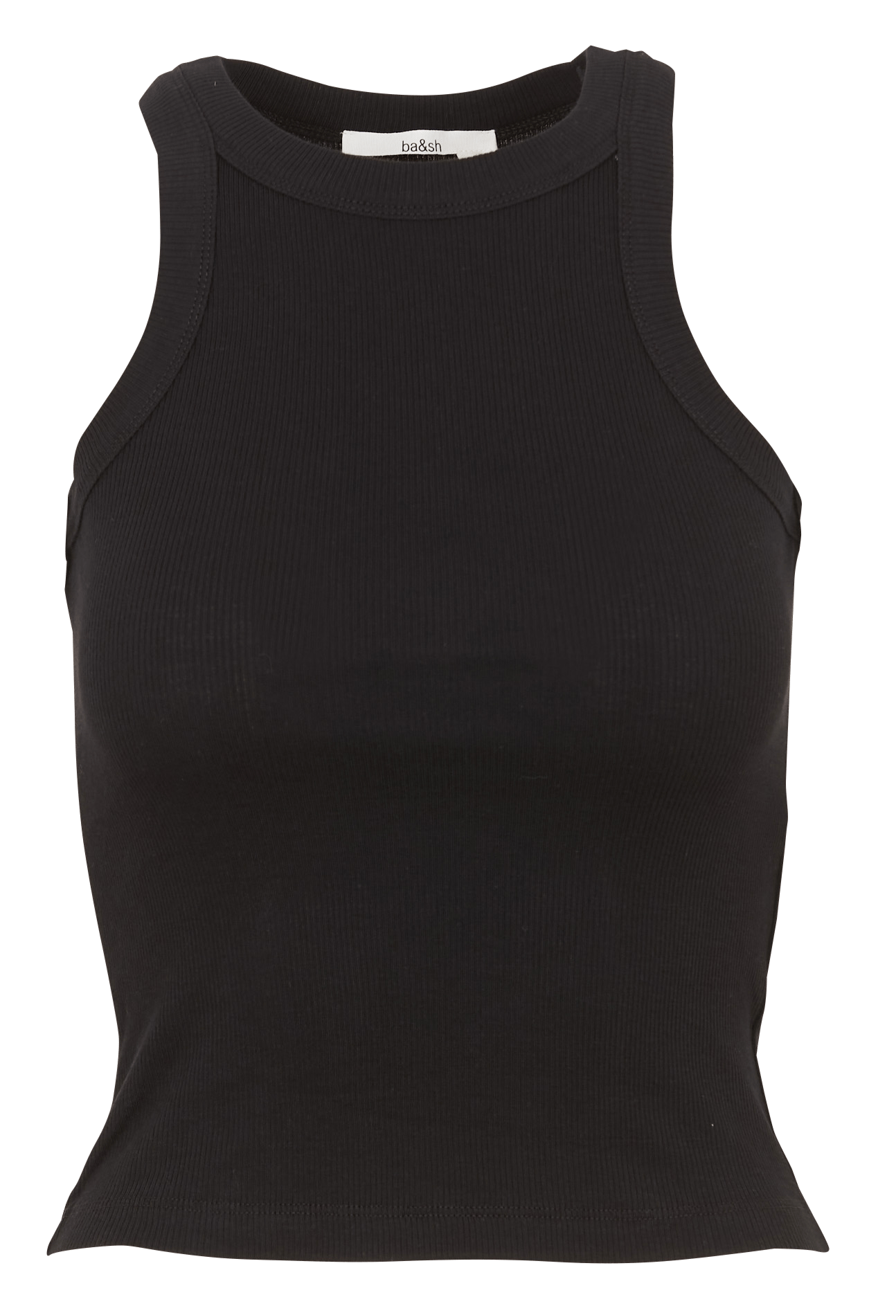 Débardeur col rond côtelé en coton cynda Noir