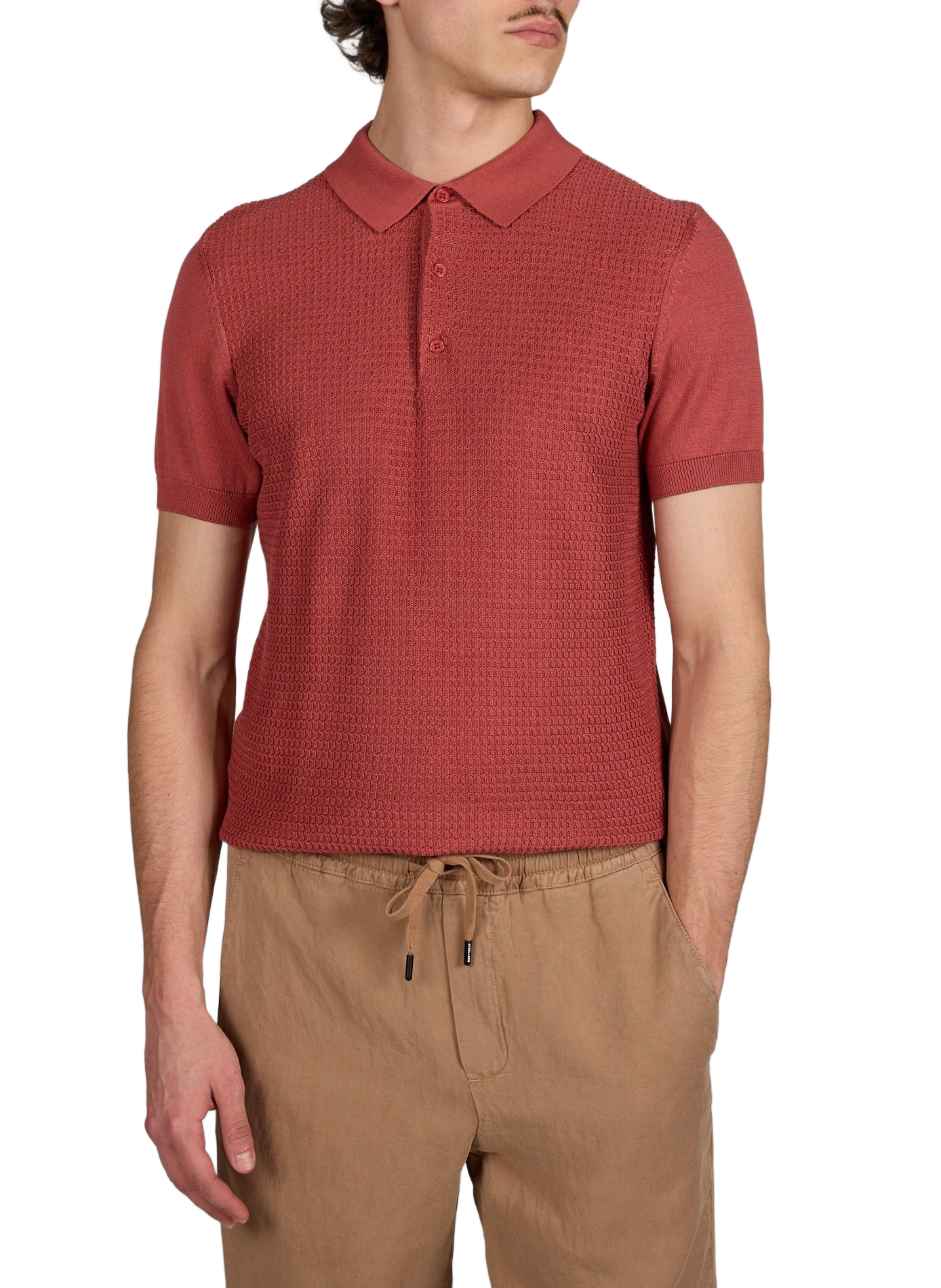 Short-sleeved ribbed cotton polo STRELLSON White