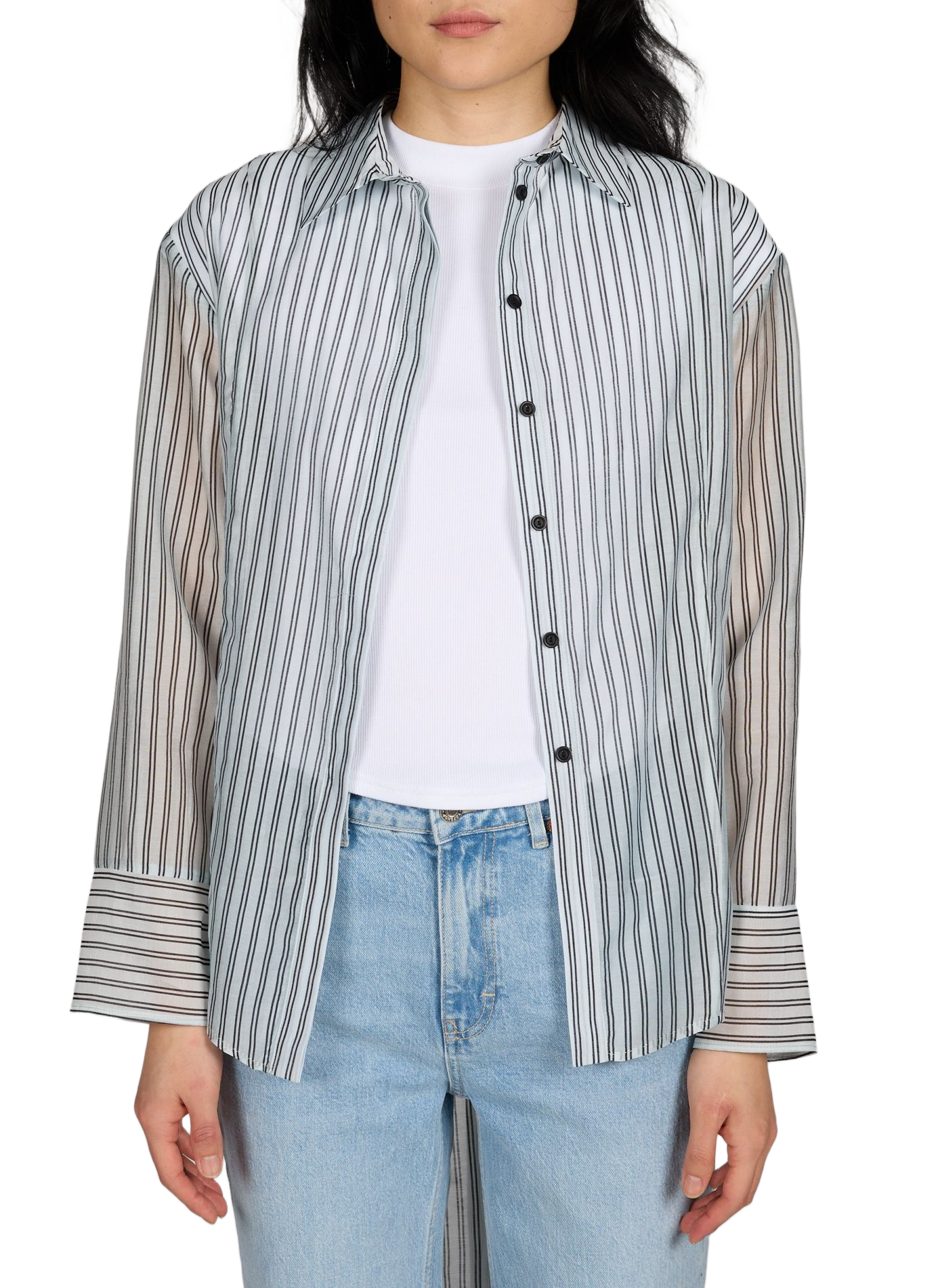 Straight Striped Shirt with Tie TOPSHOP