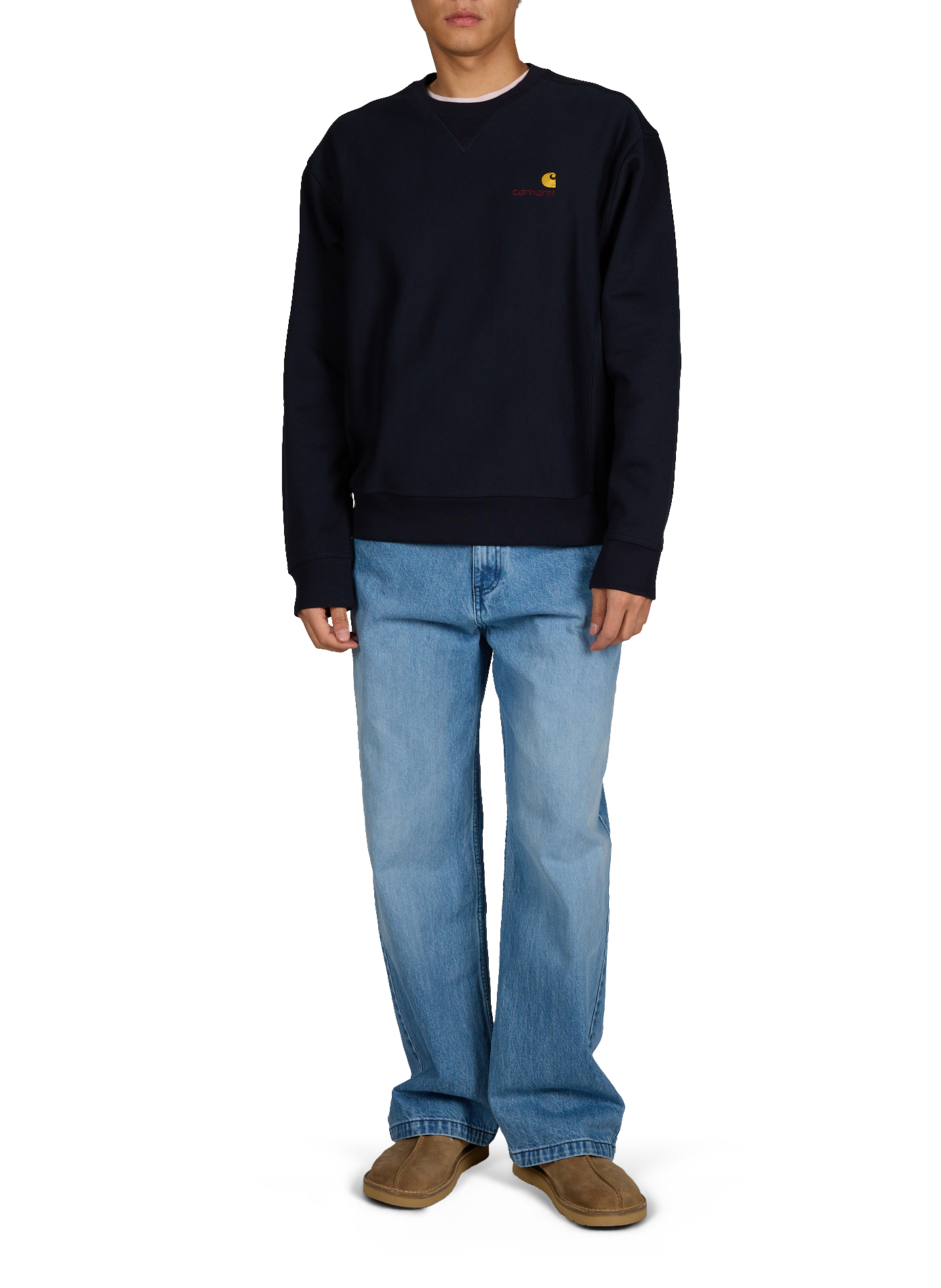 Straight sweatshirt with embroidered cotton logo CARHARTT WIP Blue