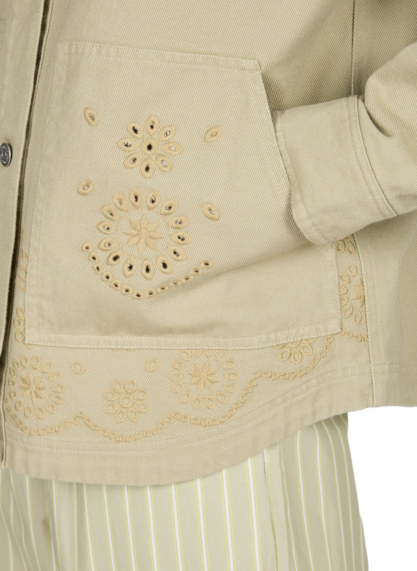 Veste denim ample en coton OBJECT Vert