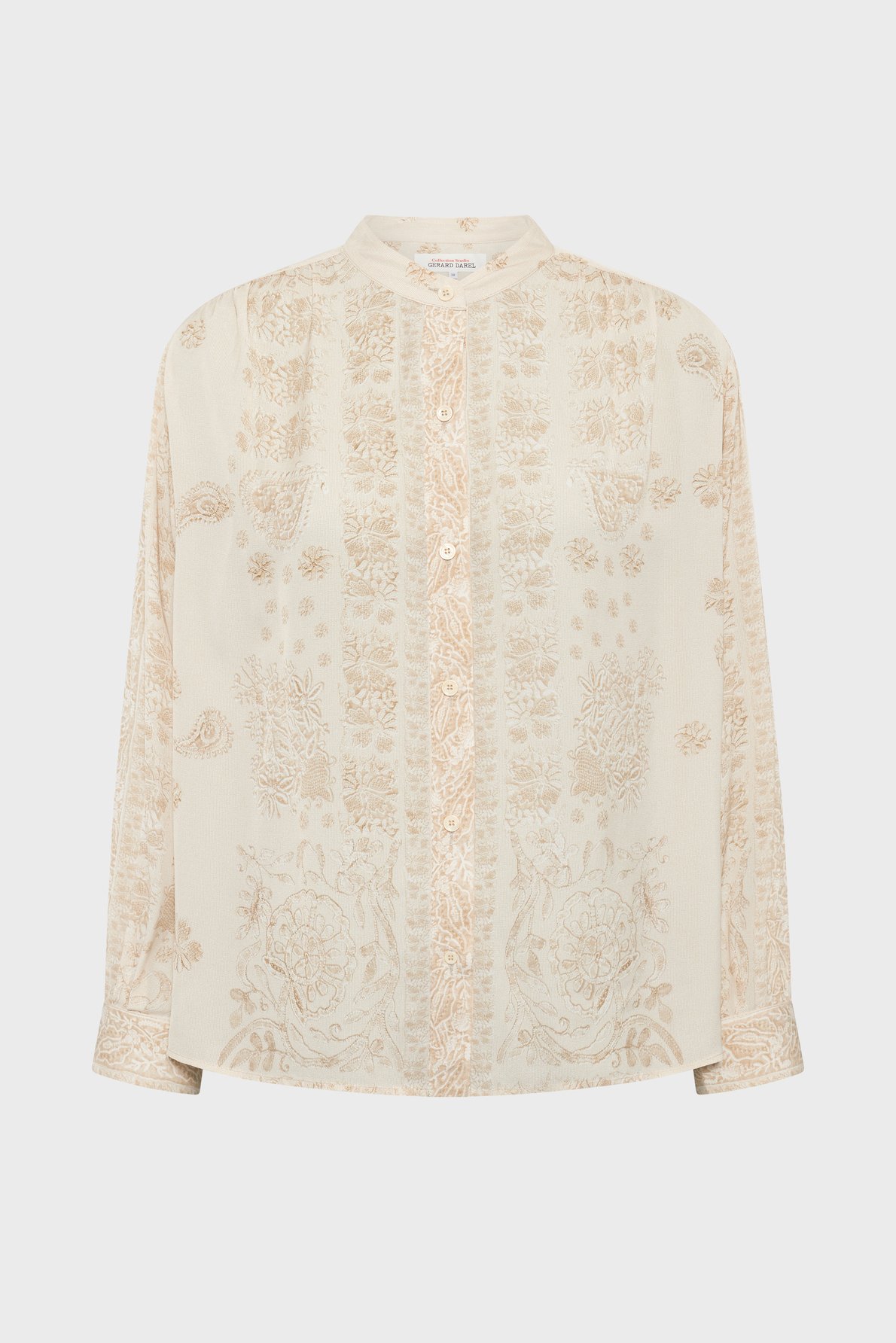Chemise à broderies et col rond - caelia Beige