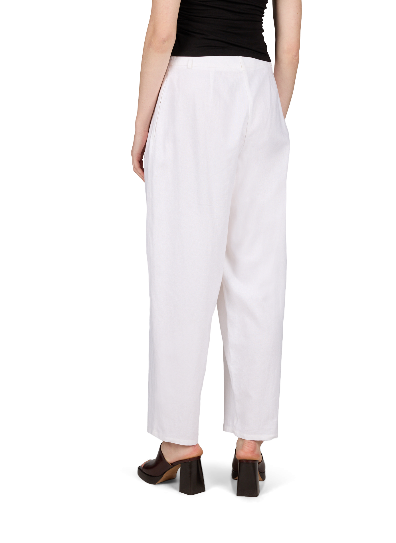 Solid linen blend trousers TOPSHOP Grey