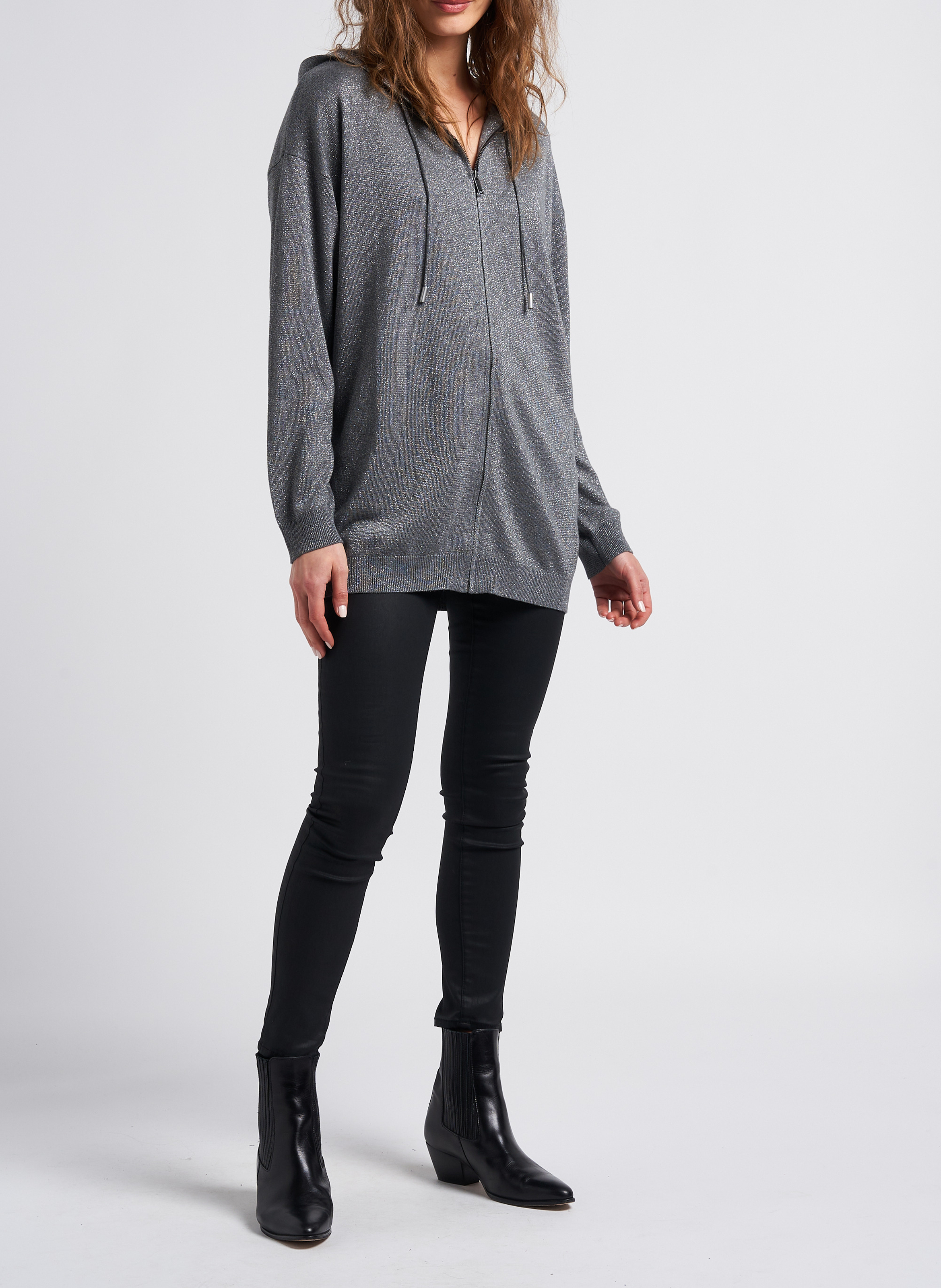 Jean enduit skinny taille haute en coton mélangé nina IKKS Noir