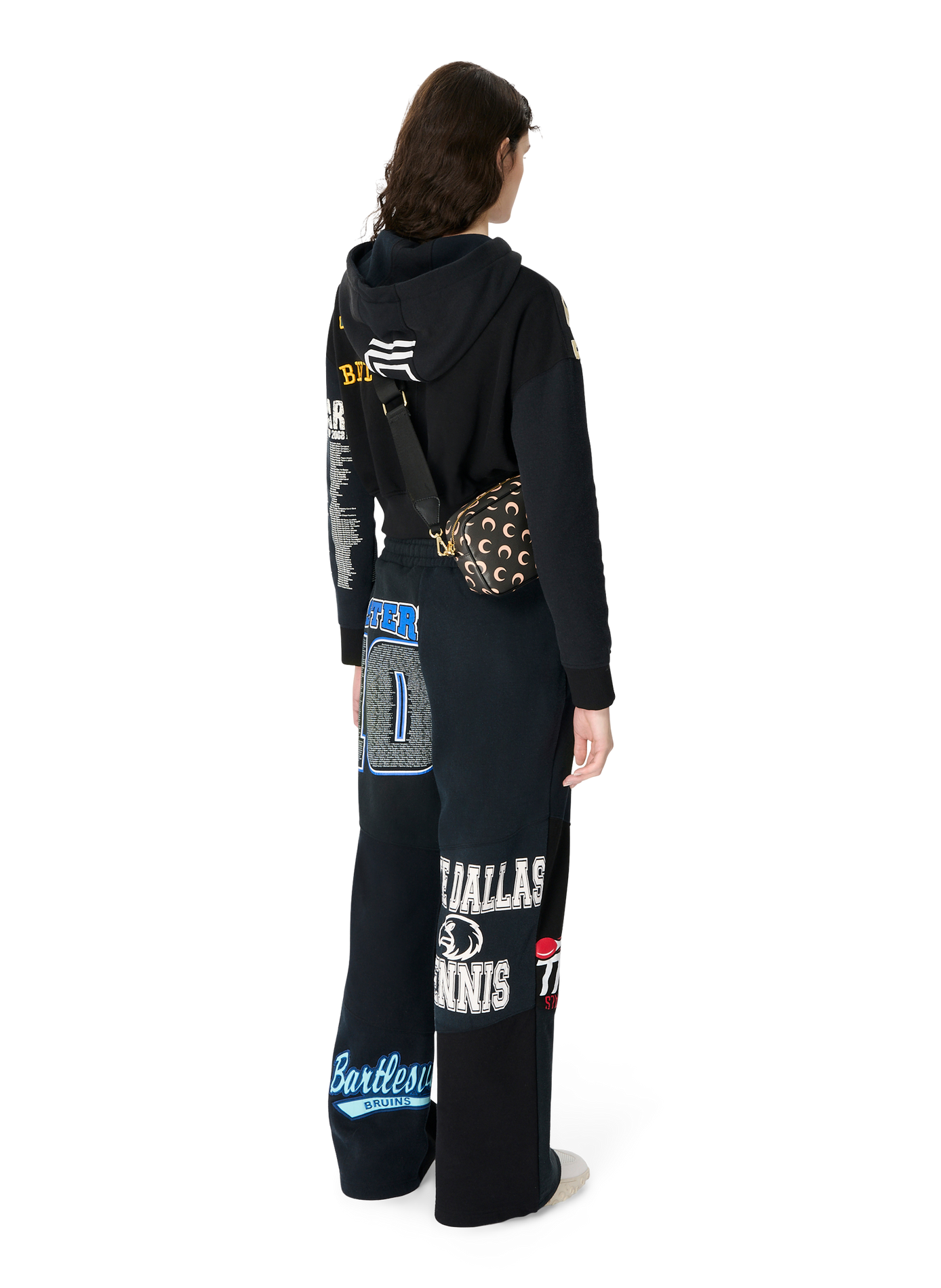 Regenerated graphic jersey cropped zipped hoodie MARINE SERRE Black