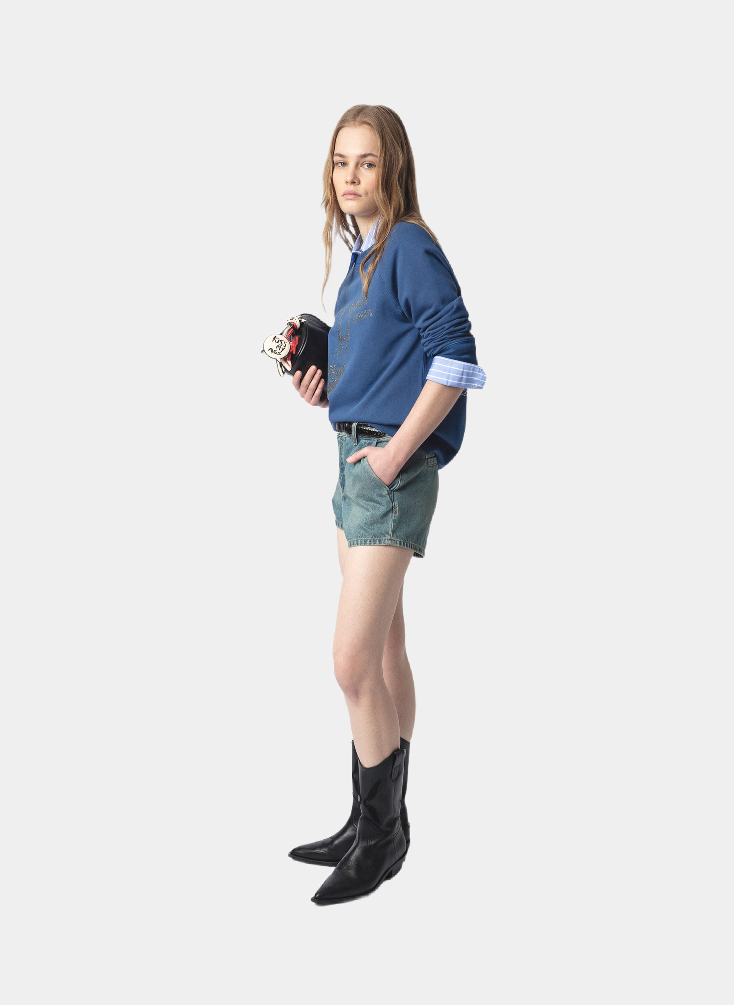 Sweat imprimé en coton upper ZADIG&VOLTAIRE Bleu
