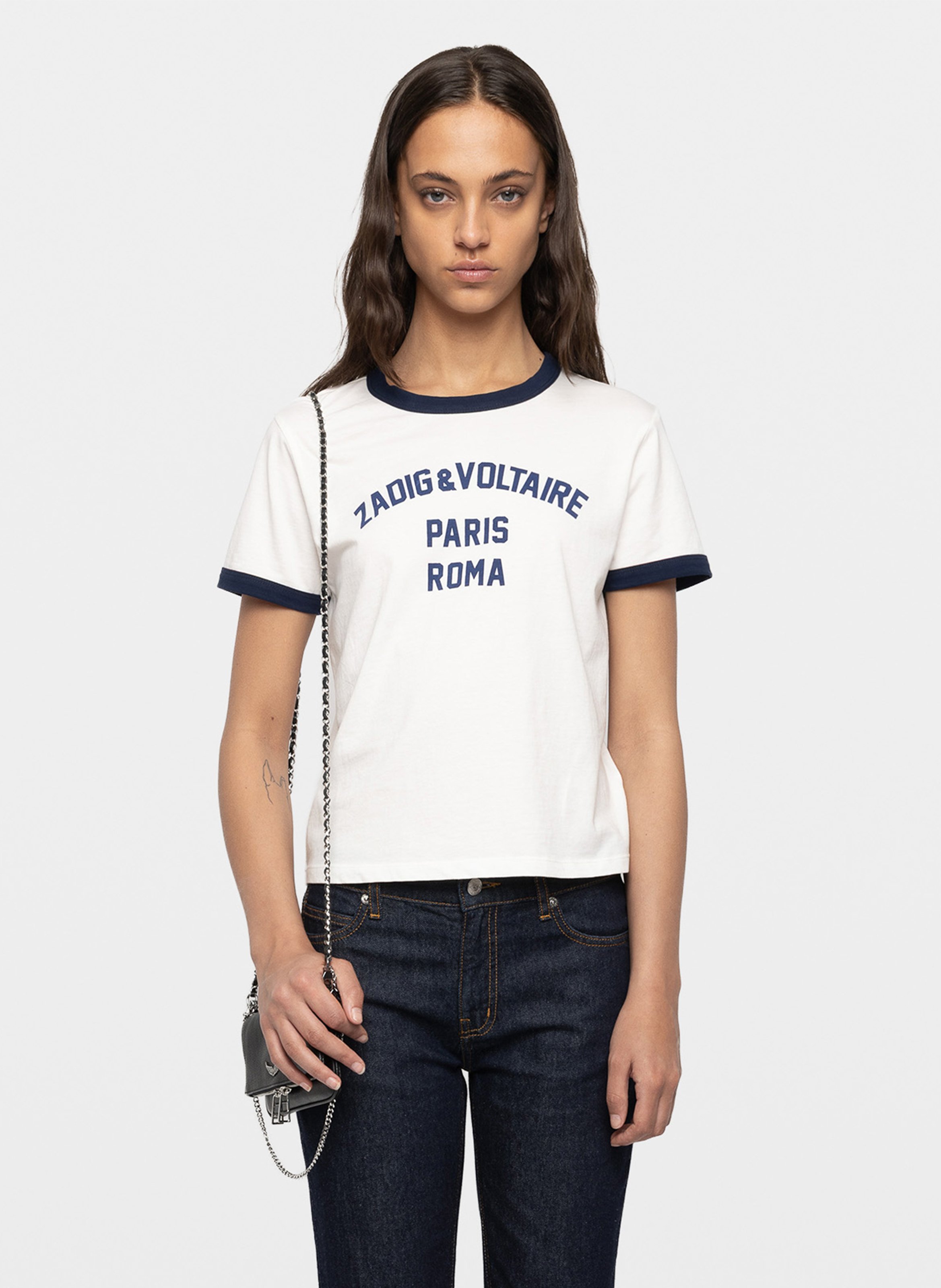 Tee-shirt droit col rond imprimé en coton bio woos ZADIG&VOLTAIRE White