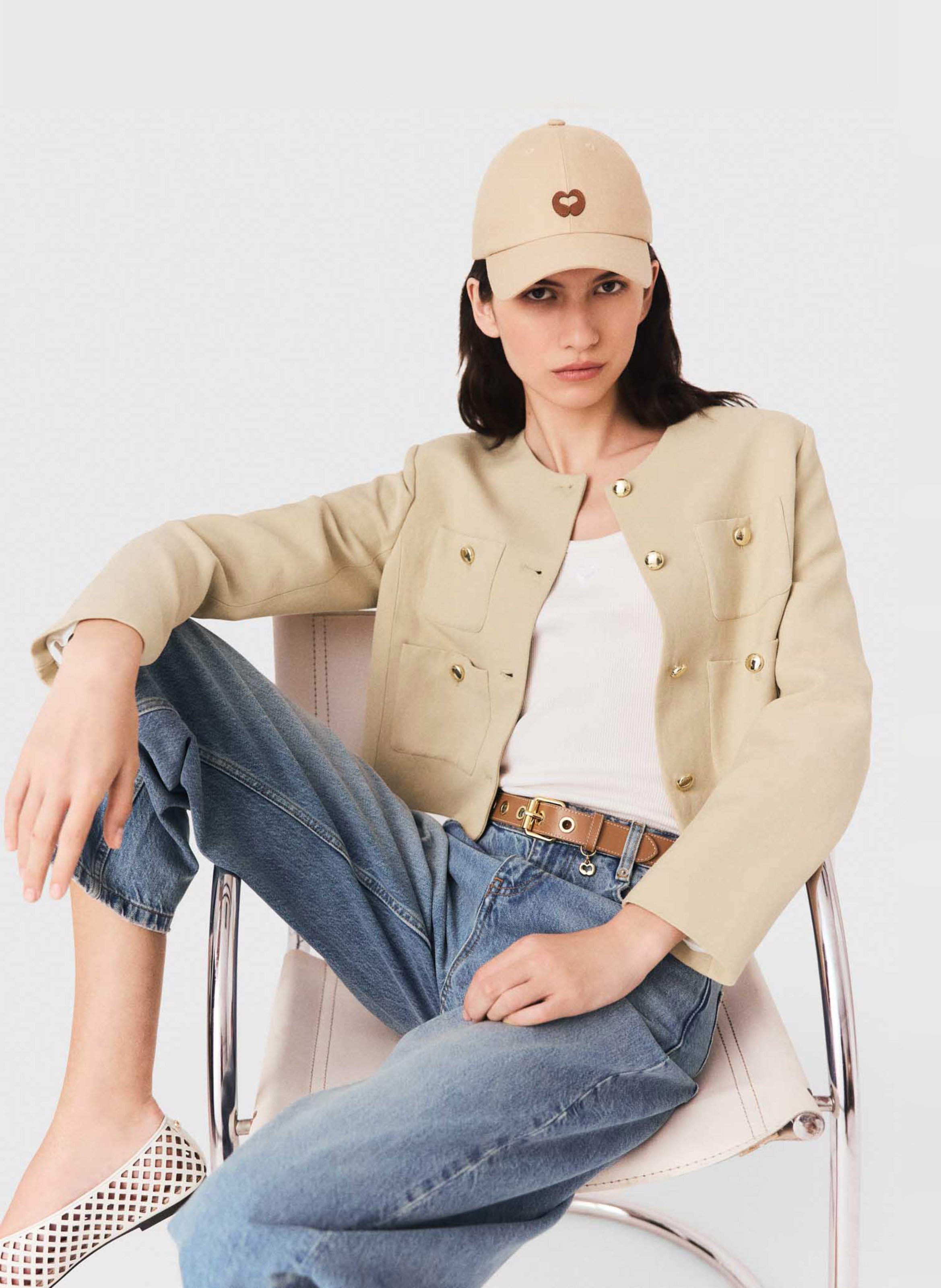 Veste courte col rond MAJE Beige