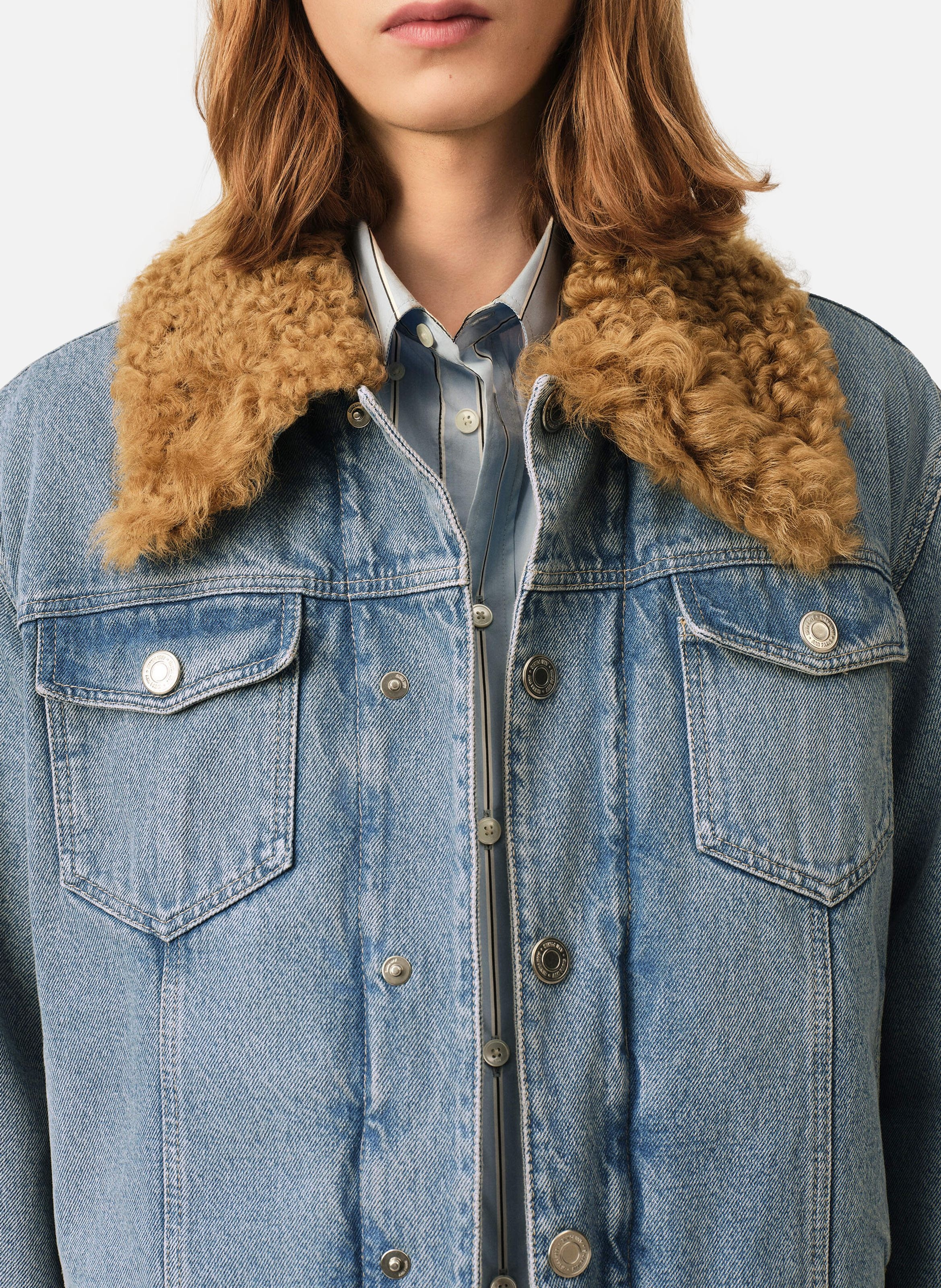 Veste trucker rembourrée unisexe en coton AMI PARIS Bleu