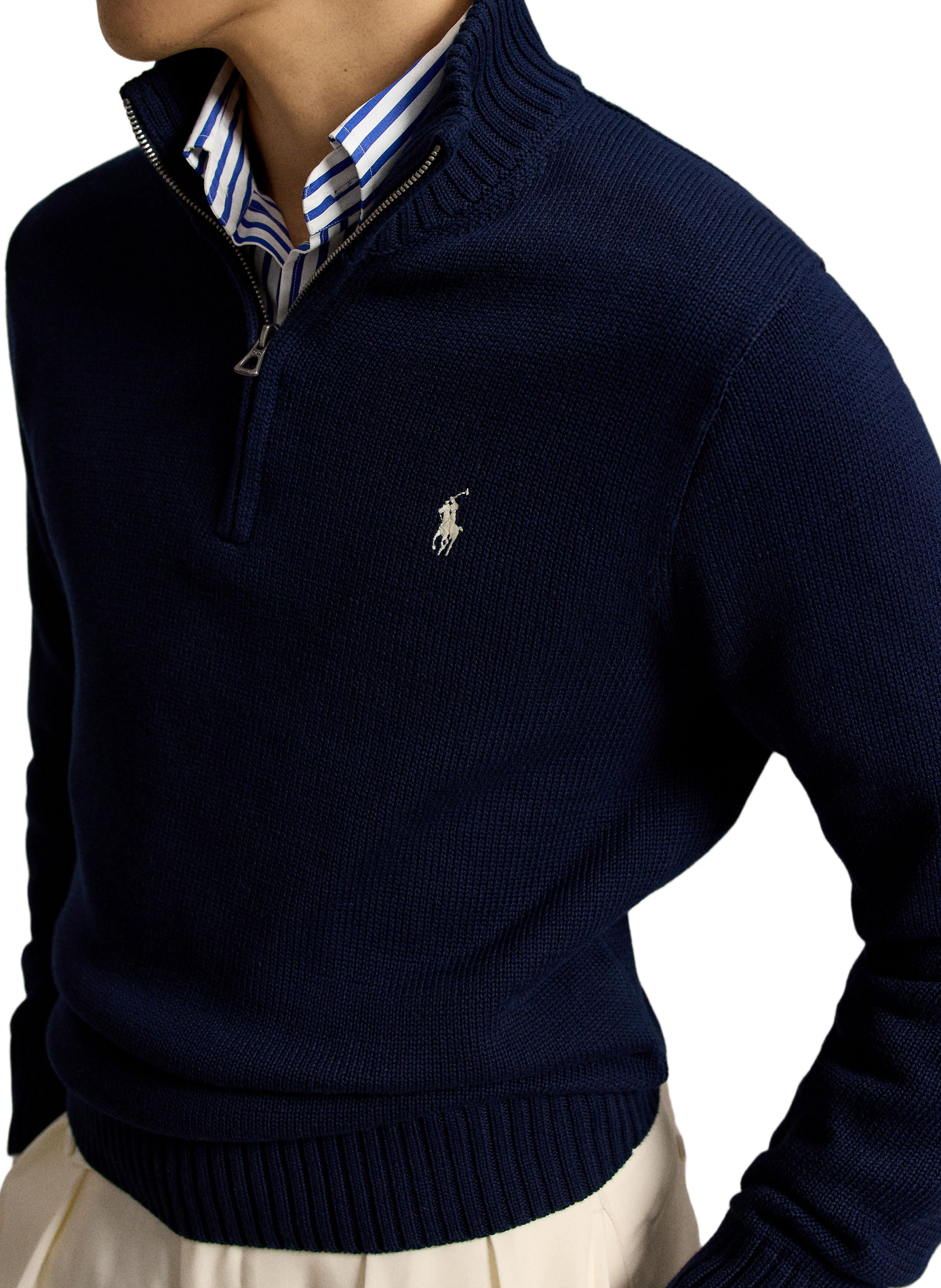 Straight neck high collar cotton sweater POLO RALPH LAUREN Blue