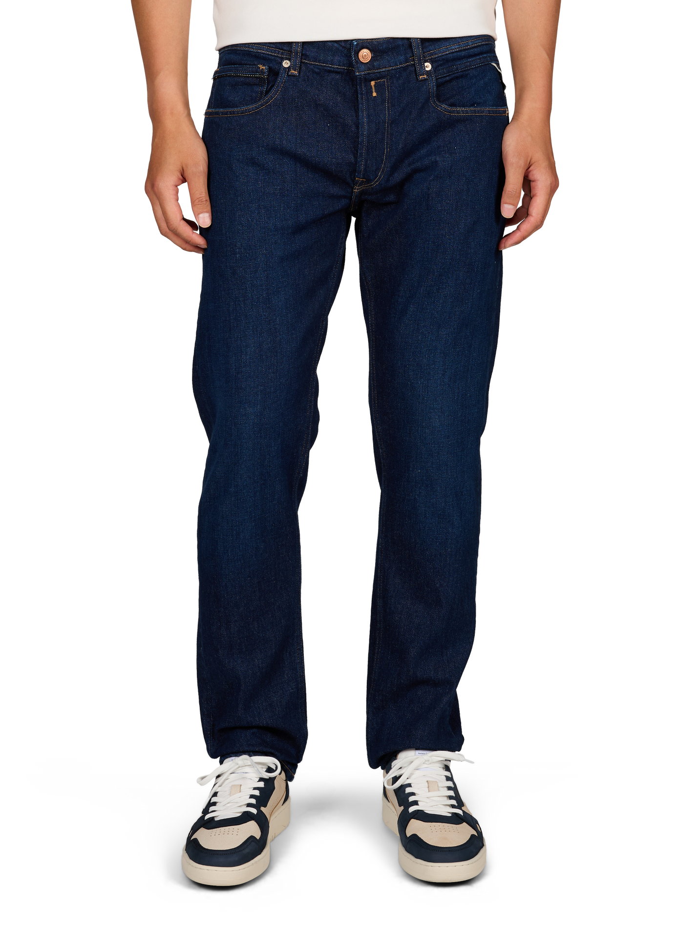 Gerade geschnittene Hose mit mittlerer Taille aus Baumwollmischung. REPLAY Blau